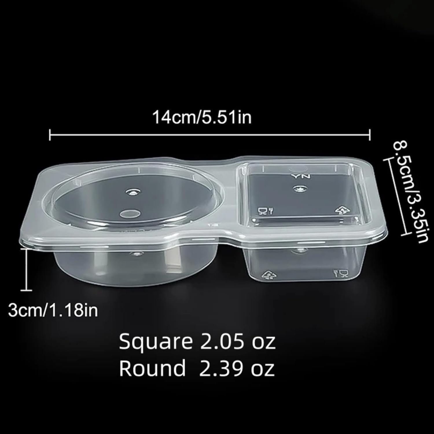 Reusable Snack Containers, 15PCS Snack Containers with 2 Compartments & Lids, Re-Usable Sauce Container, Double Compartment Container for Take-Out Condiments, To-Go Sauce, Sampling, Travel image number 5