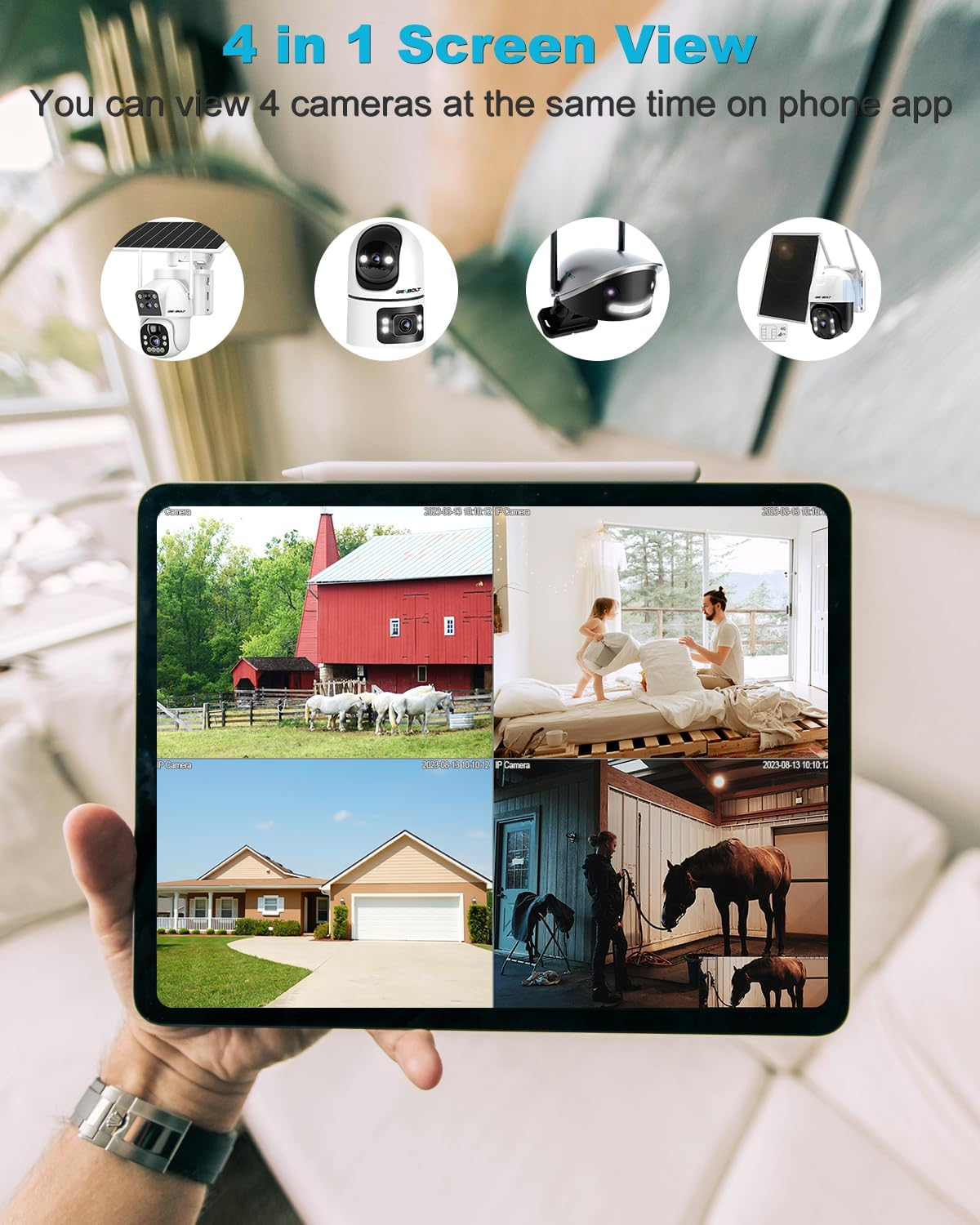 GENBOLT Wifi Security Camera Indoor, 360&deg;Dual Lens Home Surveillance IP Camera CCTV with Humanoid Detection, Auto Cruise Nanny Pet Dog Cam, 2.4&5Ghz Dual Wifi Baby Monitor with Audio Alarm image number 1