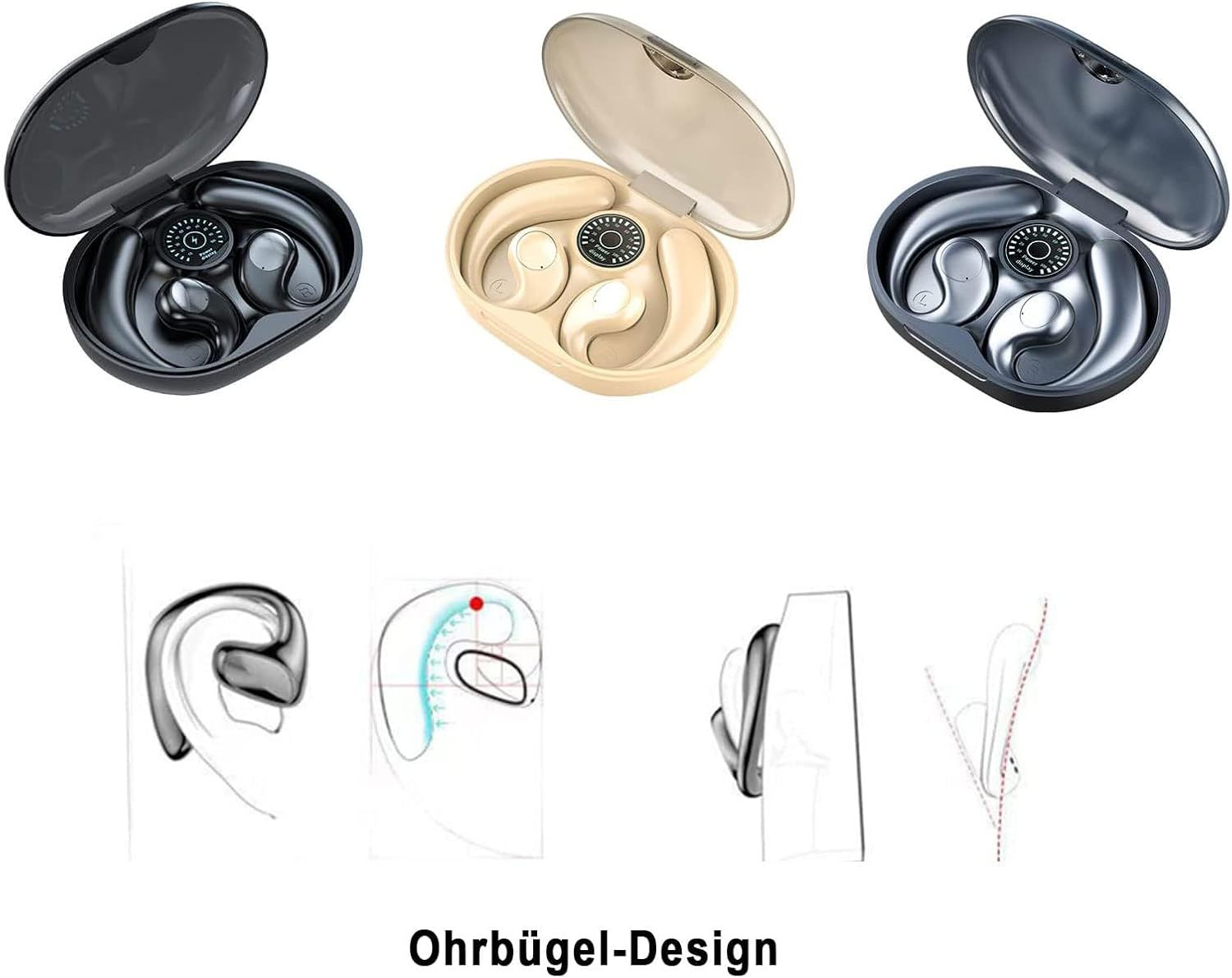 Open Ear Headphones Wireless Bluetooth Sports Earphones with Ear Hooks Air Line Bone Conduction Headphones True Wireless Earbuds Earphones with Ear Hooks for Running Gym Cycling Workout Sports Blue image number 1