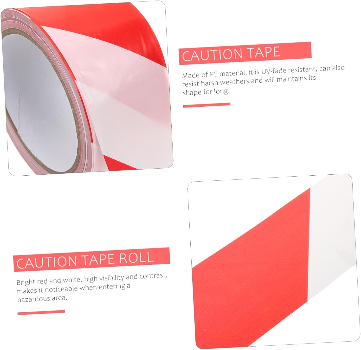 Alipis 2 Rolls Red White Non Adhesive Caution Tape Weather Resistant Safety Warning Barrier Tape for Marking Hazardous Areas and Construction Zones image number 4