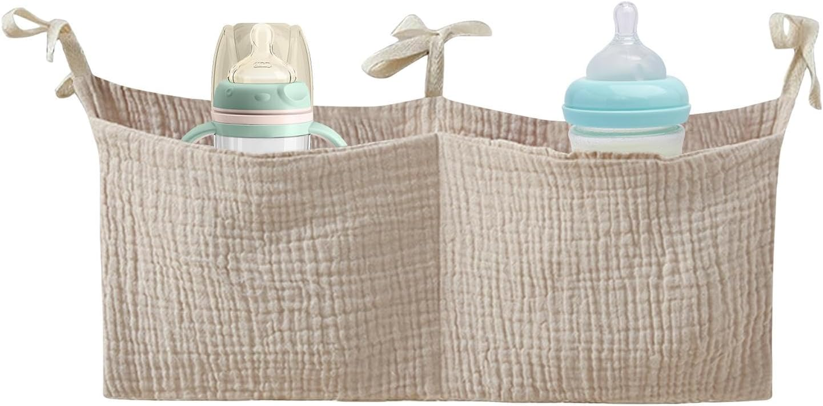 Portable Crib Organizer, Diaper Nursery Bag, Baby Bedding Organizer, Nappy Storage Bag, Multi-Use Baby Bedside Storage Bag, Cotton Diaper Organizer for Crib and Nursery, 38X18 Cm, image number 5