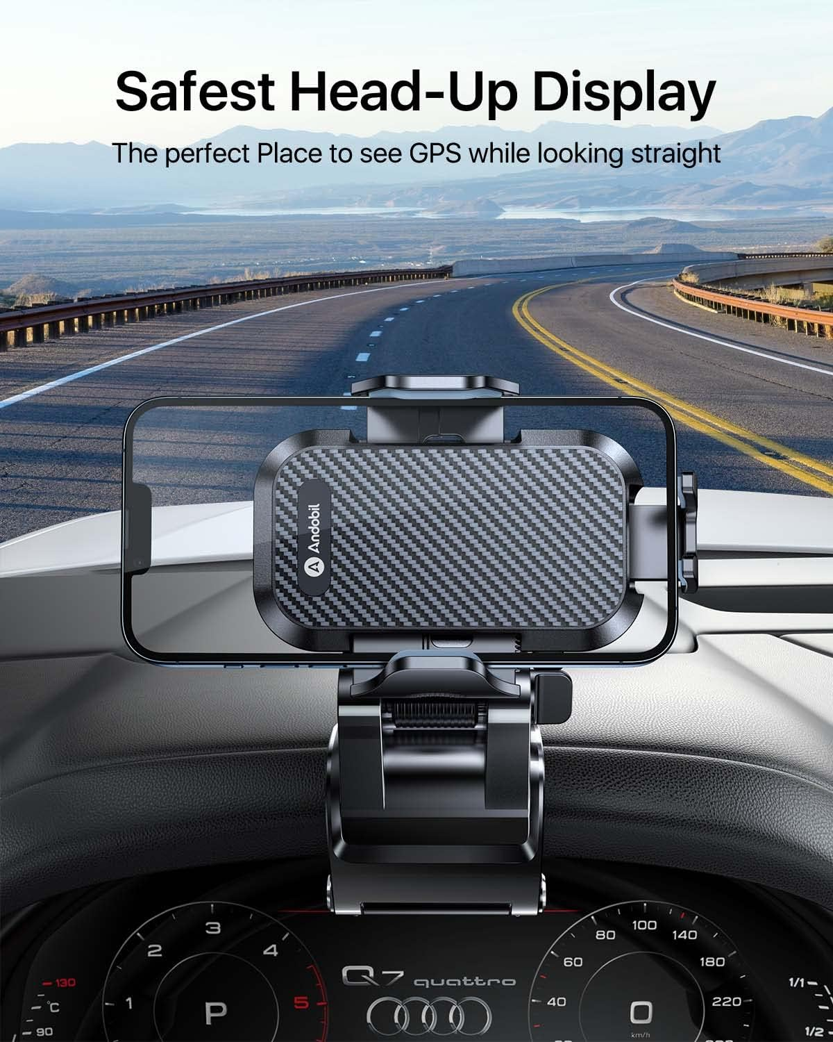 Andobil Phone Holder for Car, 2021 Upgraded [Powerful Suction & Adjustable] Long Arm Powerful Stickiness and Sturdy Suction Cup & Air Vent Universal Car Holder Cell Phone Mount Fit with All Phones