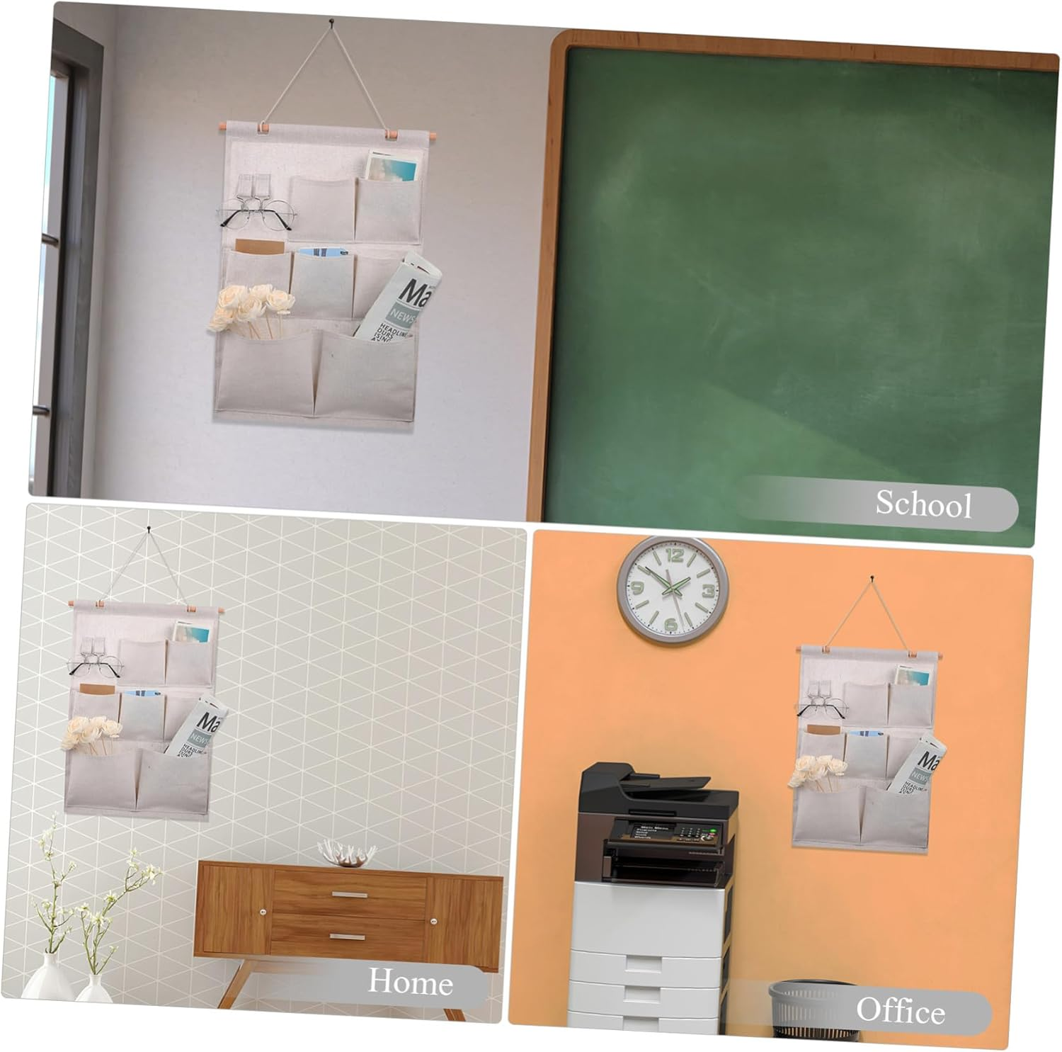 COMPUKAS Multi-Pocket Hanging Wall Organizer Bag Large Capacity Storage for Bedroom Door Wall Space-Saving Hanging Closet Organizer for Home Office Dorm Easy Installation for Items Sorting