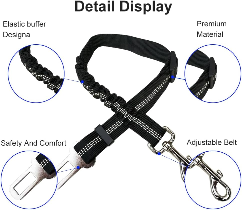 Dog Harness for Car Adjustable Attachment for Dogs and Cars with Elastic Cord Shock Resistant for Dogs and Cats image number 1