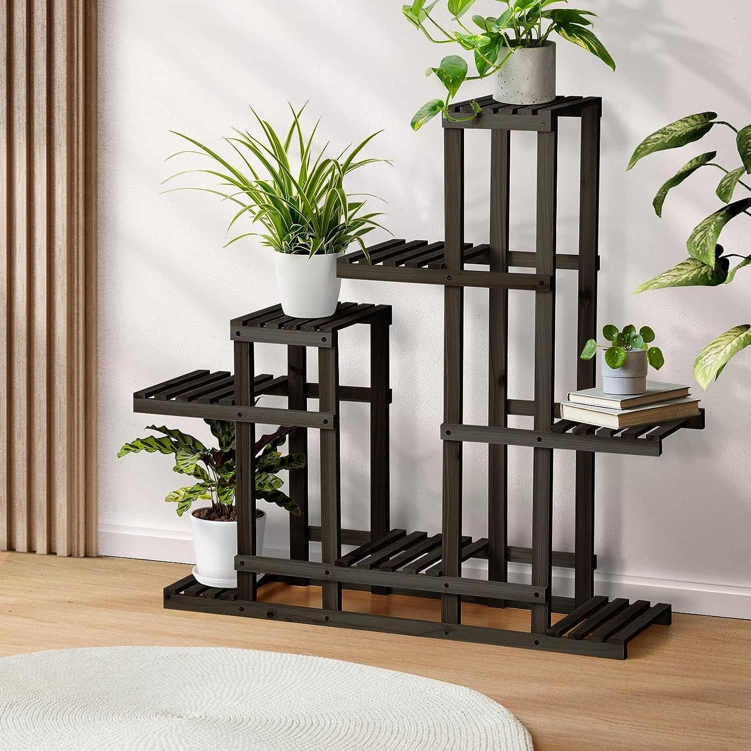 Livsip Wooden Plant Stand with 6 Tier and 8 Potted