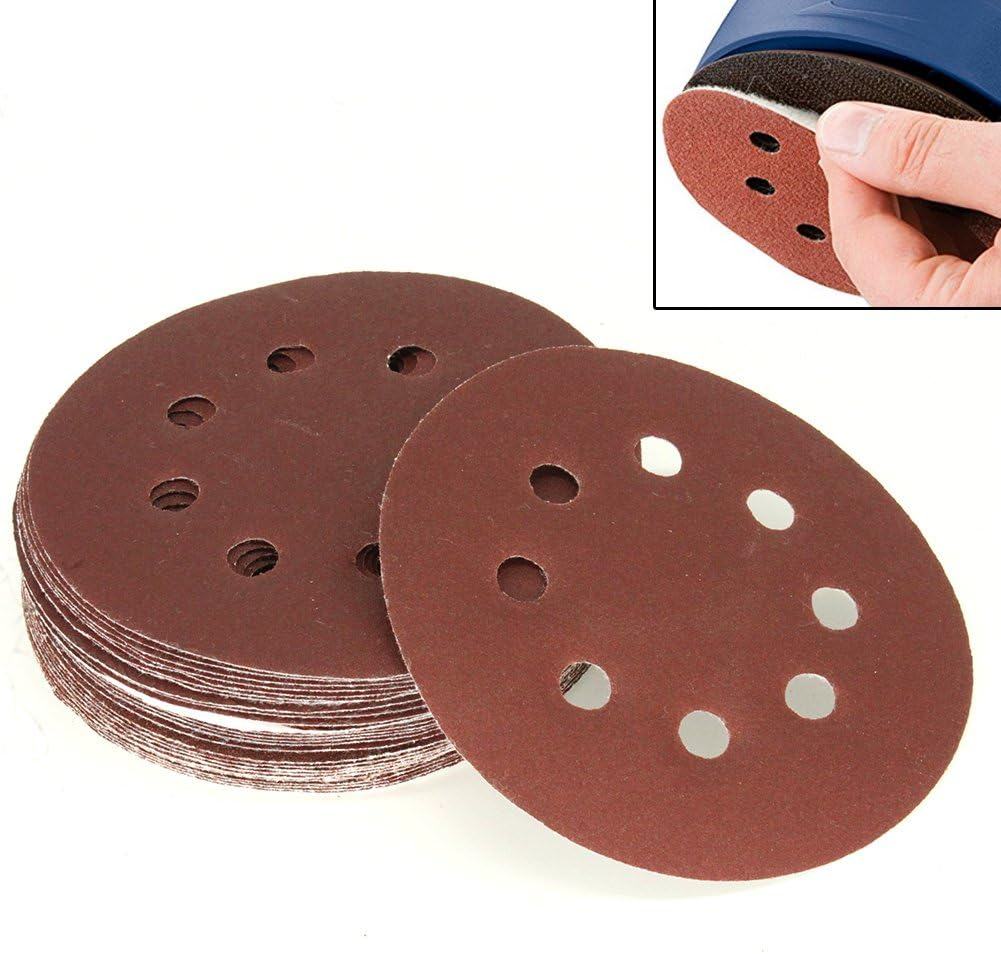 Valuehall 100 PCS Sanding Discs Pads 5 Types 125Mm Sander Pad, Hook and Loop 60# 80# 120# 180# 240# Sandpaper Assorted V7036-3 image number 2