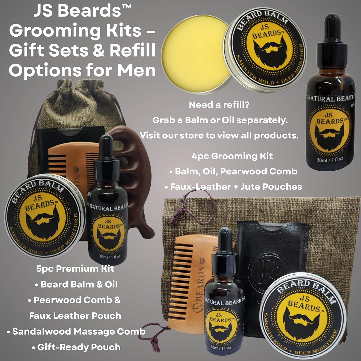 JS Beards All Natural Beard Balm &ndash; Shea Butter & Beeswax for Smooth Hold, Moisture & Frizz Control &ndash; Light Sweet Orange Essential Oil Scented - No Parabens No Silicone No Synthetic Frangrance - Grooming Balm for Men (60 G Tin) image number 4