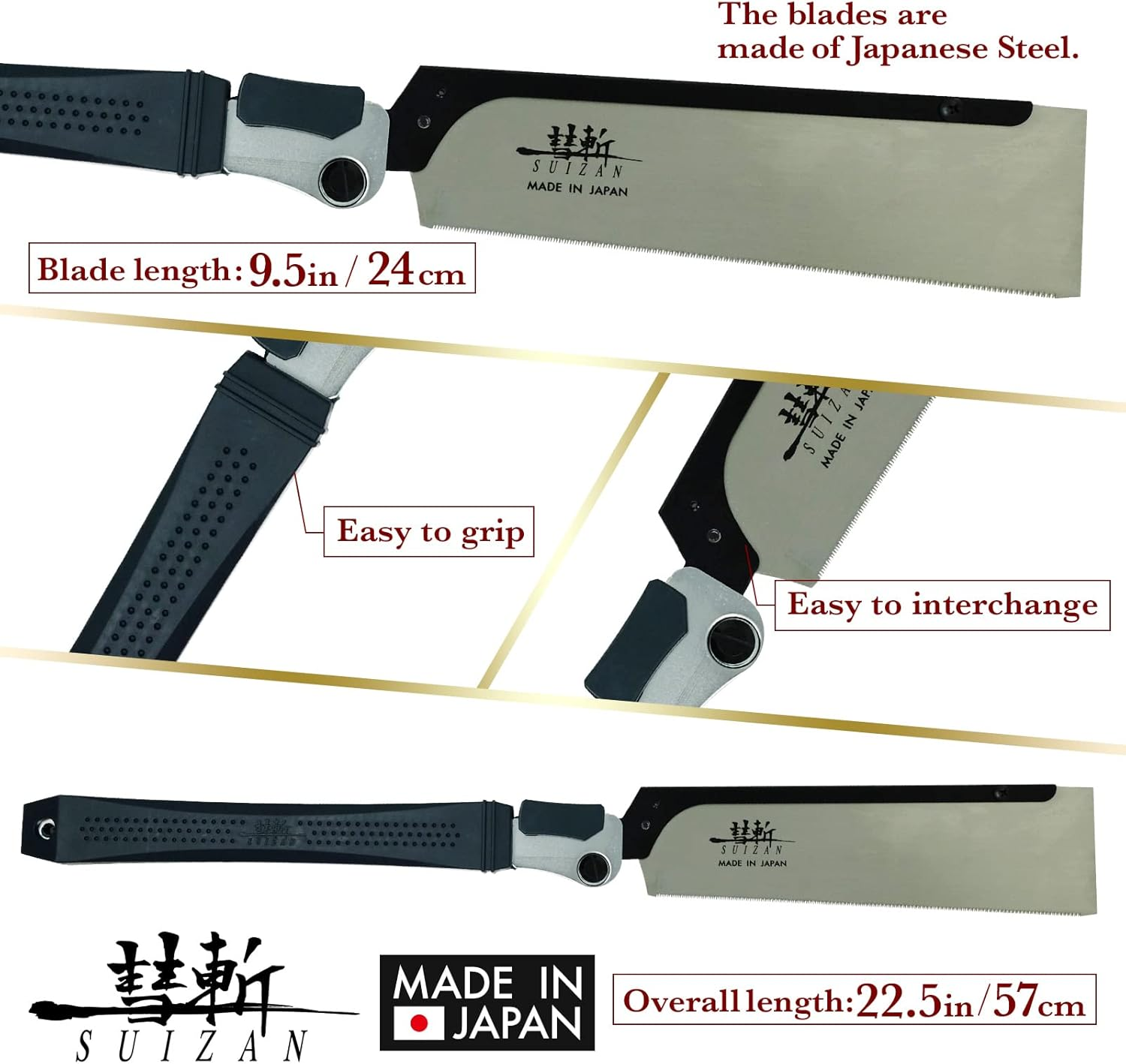 SUIZAN Folding Dozuki Dovetail Saw 240Mm Crosscut - Professional Japanese Pullsaw Handsaw Woodworking Tools image number 2