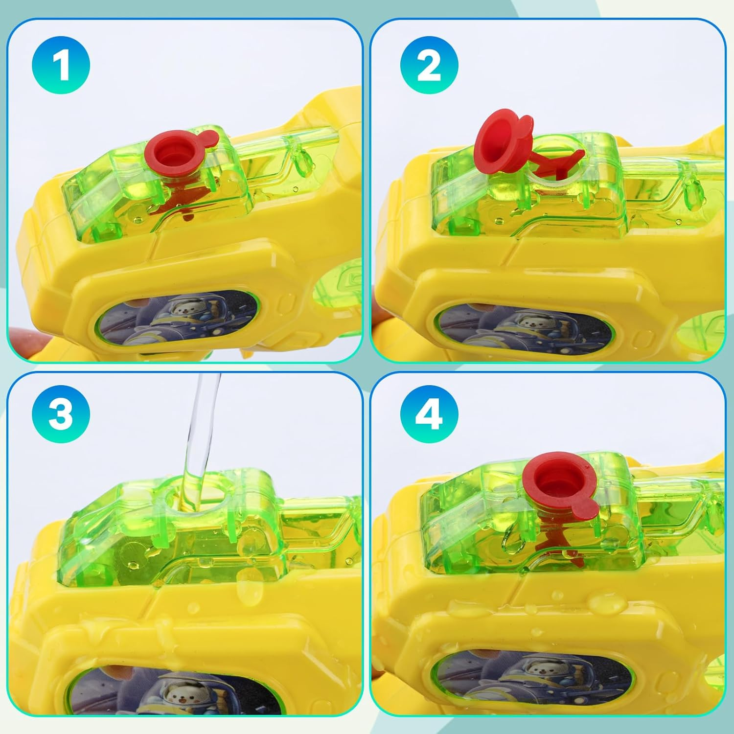 4-Pack Water Guns for Kids, 300Ml Water Pistol Squirt Guns for Boys Girls, Water Blaster Toys for Toddlers, Summer Toys for Outdoor Indoor Swimming Pool Beach Game image number 2