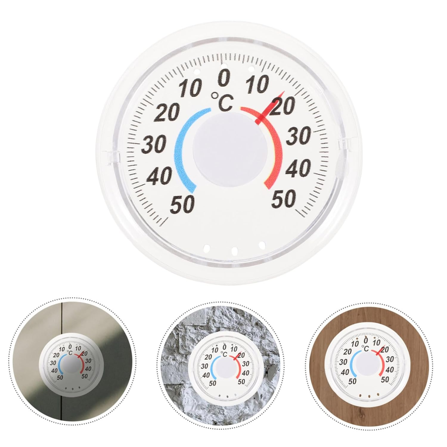 STAHAD 3Pcs Indoor Wooden Thermometers with Dual Fahrenheit Celsius Display Hanging Temperature Gauges for Home School Shop Use Silver image number 5