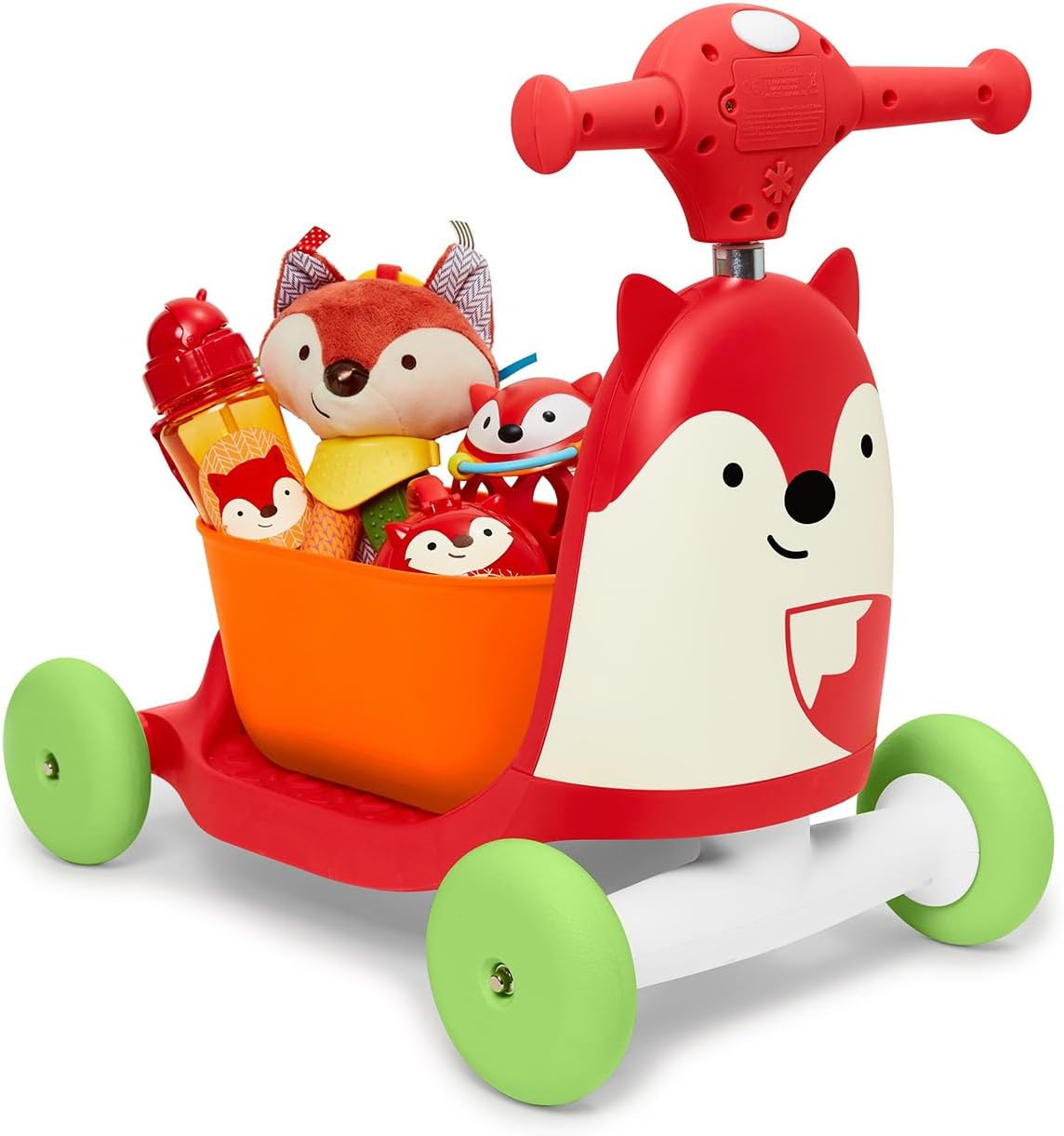 Skip Hop Zoo Fox 3-In-1 Ride on Toy for Toddlers - Baby Walker Push Toy, Ride-On Scooter with Adjustable Handle - Lights & Sounds - Indoor Play for 1&ndash;3 Years image number 4