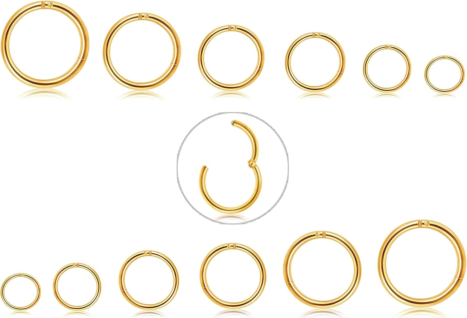 Kakonia 12 Pcs 6-16Mm Stainless Steel Cartilage Hoop Earrings for Women Girls Hypoallergenic Nose Ring Helix Lobes Hinged Sleeper Earrings Piercing Jewelry 16G Set