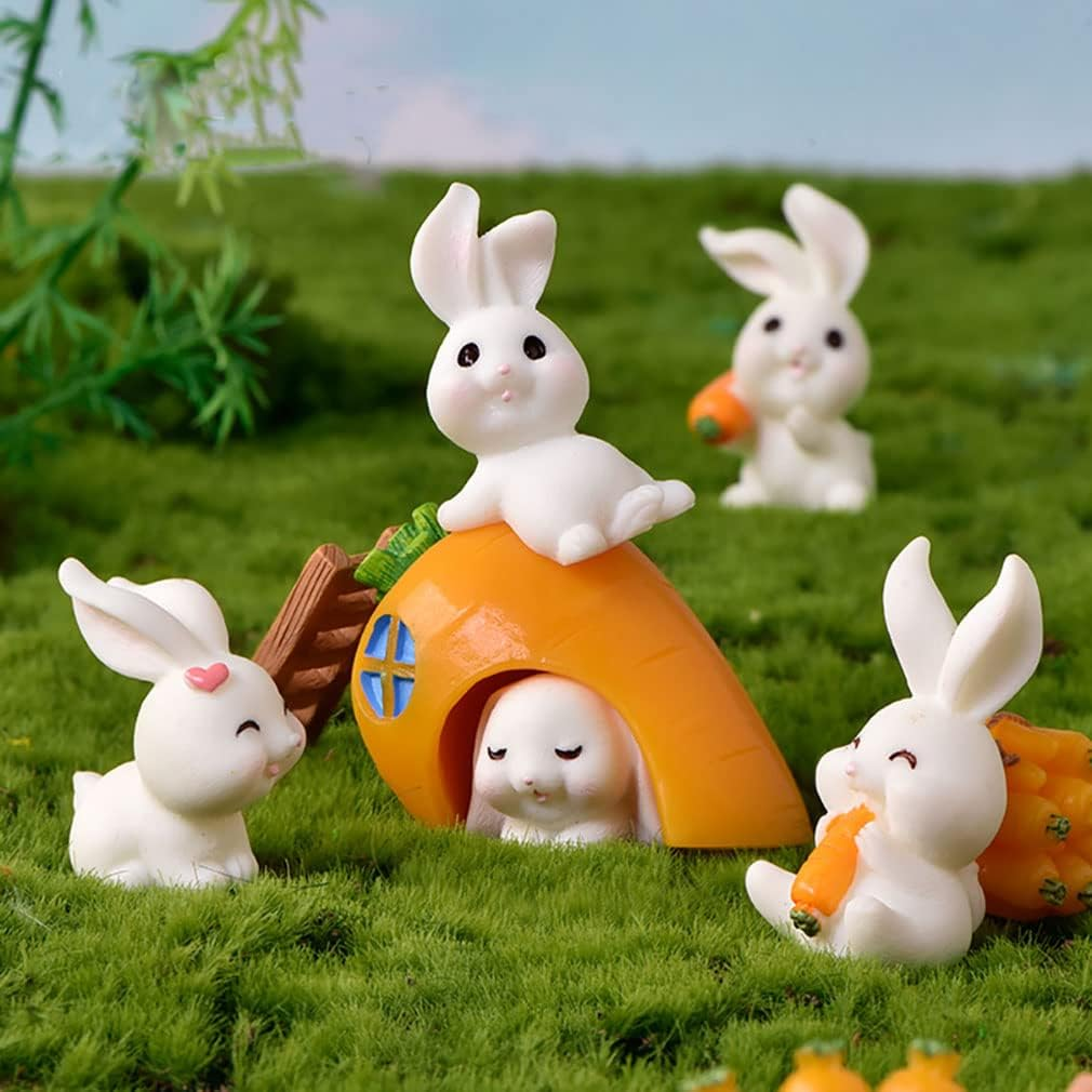 12 Pcs Cute Animal Rabbit Character Toys Cake Toppers, Rabbit Figures Collection Playset Fairy Tale Garden Decoration Christmas Birthday Gift