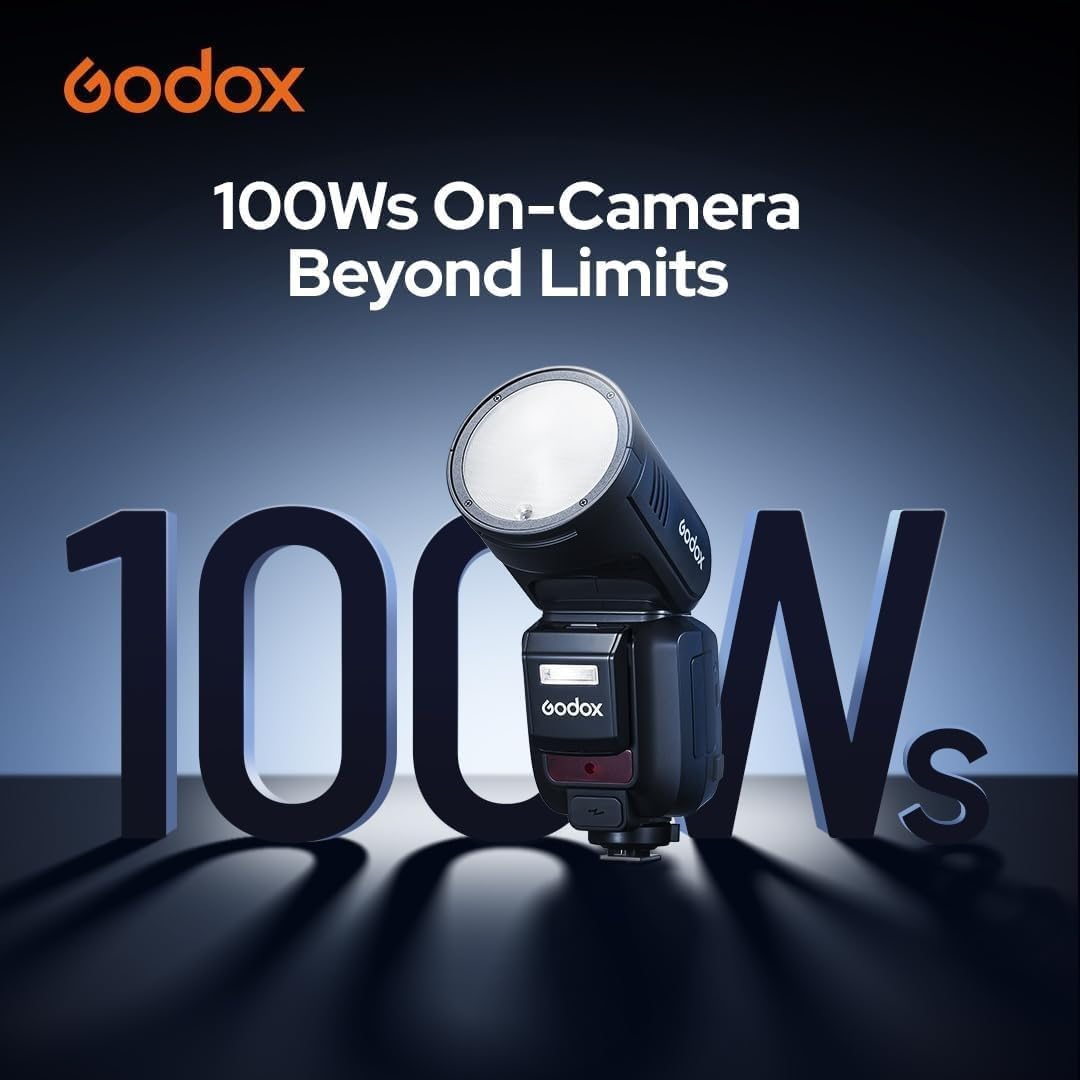 Godox V100N V100N V100N V100-N round Head Camera Flash Speedlight for Nikon Cameras 100Ws TTL HSS 1/8000S 2.4G Built-In LED Fill Light image number 2