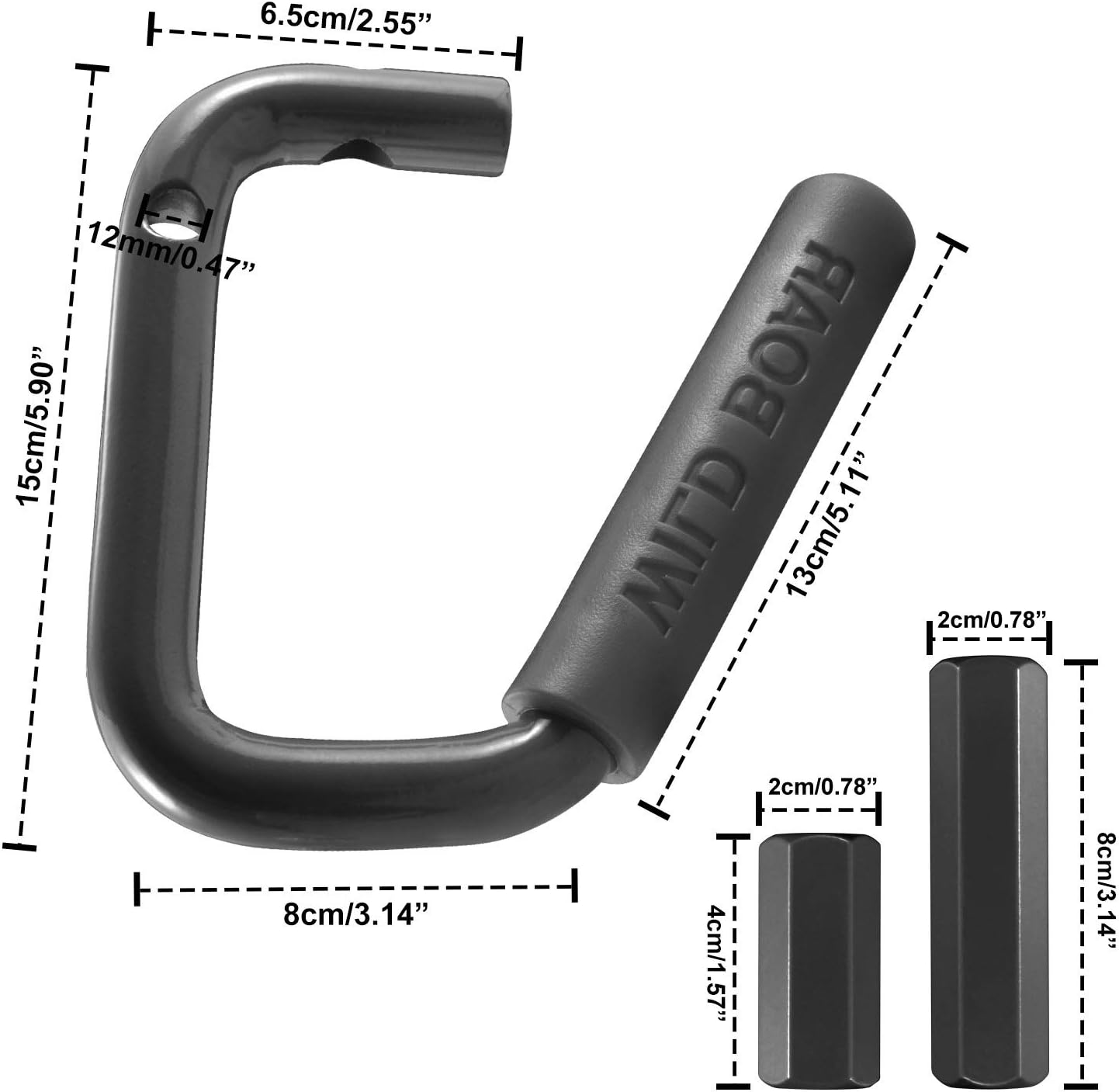 Katur Front Grab Handle Grab Bar for Jeep Wrangler JK Rubicon Sahara Sport 2007-2017 2/4 Door Solid Steel Black - 2 Pieces - Red-Rear image number 2