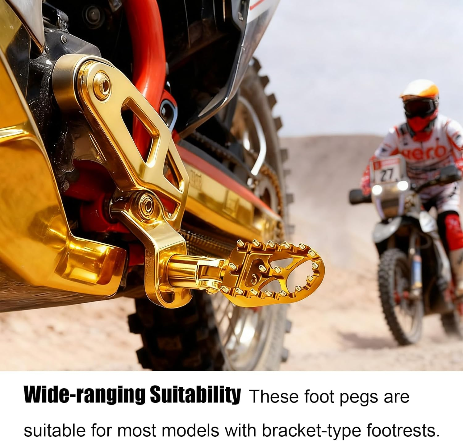 2Pcs for Harley-Davidson 883 Dyna Sportster Fatboy Pedals, Wide 360&deg; Rotating Anti-Slip Pedals, High-Performance Bike Pegs Parts, Off-Road Modified Bikes, Cnc Aluminum Alloy (Gold) image number 5