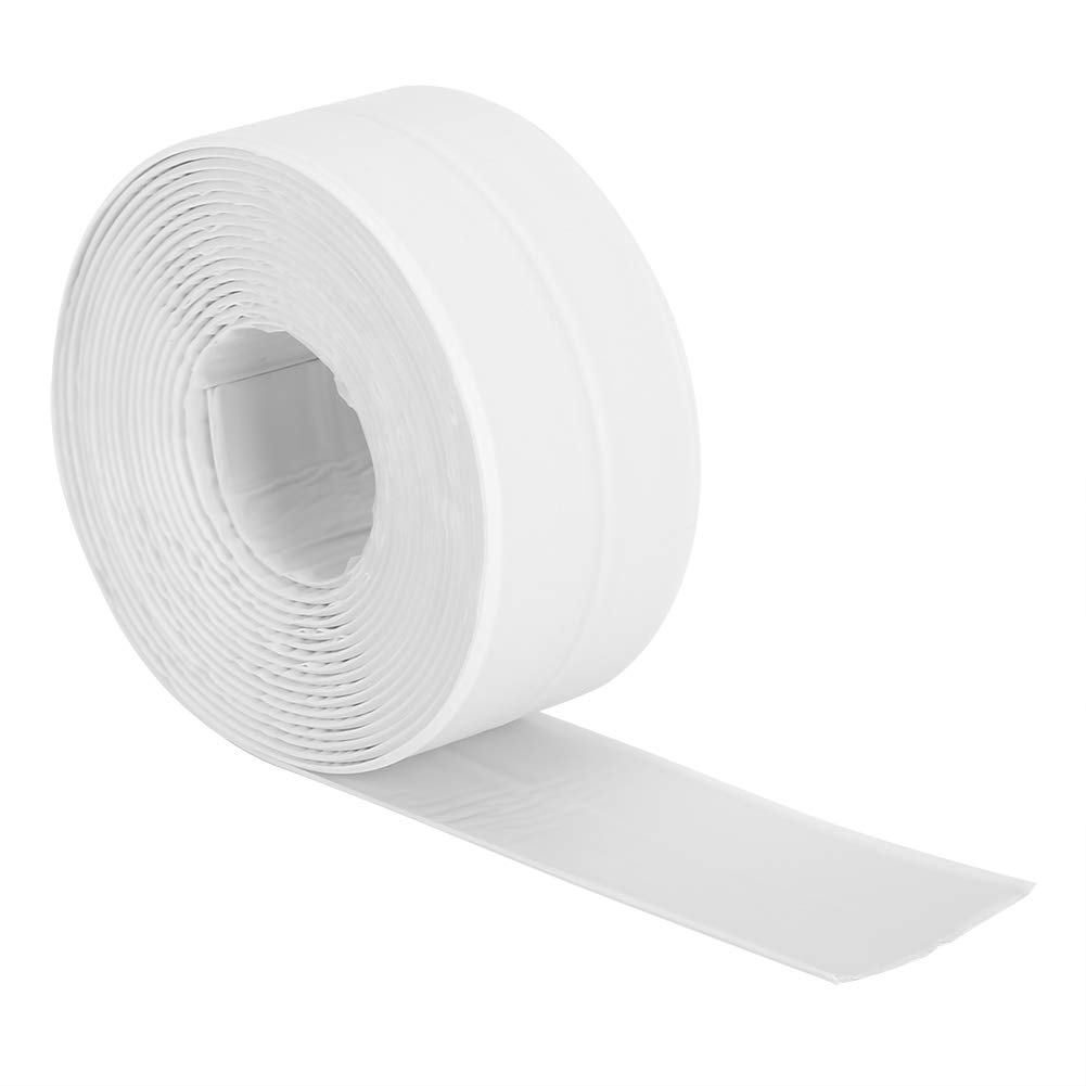 38Mm White Self Adhesive Wall Sealing Tape, Leakproof Seal Strip for Sink, Stove, Bathtub with 90 Degree Bend, 11Ft Long, 3 Ways to Install image number 1