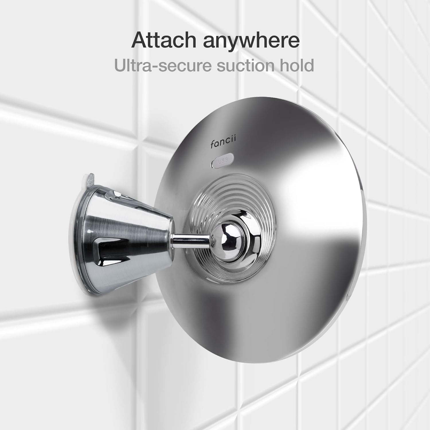 Fancii LED Lighted 10X Magnifying Makeup Mirror, Rechargeable - 3 Dimmable Tri-Color Light Settings, Suction Mount, 20 Cm Wide, Rose Gold Metallic - Lana (Chrome) image number 2