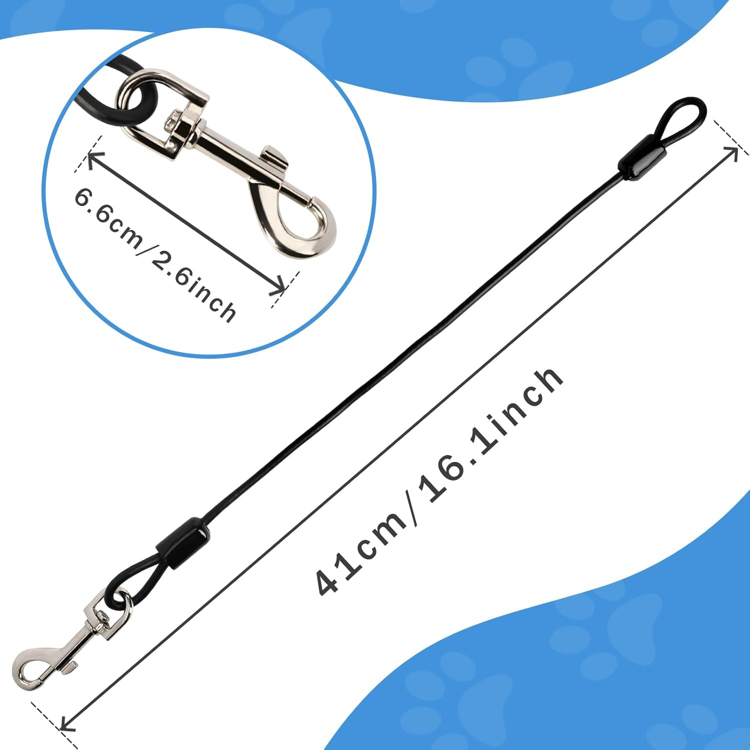 Enbluy Chew Proof Dog Leash - Metal Cable Lead No Tangle Multiple Dog Leashes for Small and Medium Dogs for Collars and Harnesses (1 Pack) image number 2