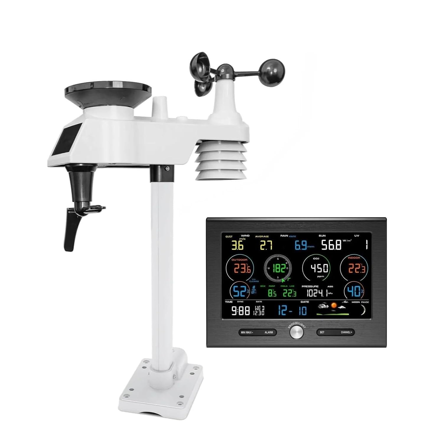 0371 Weather Station Outdoor Sensor Forecast Base Detector Indoor PM2.5 PM10 Co2 Monitor image number 2