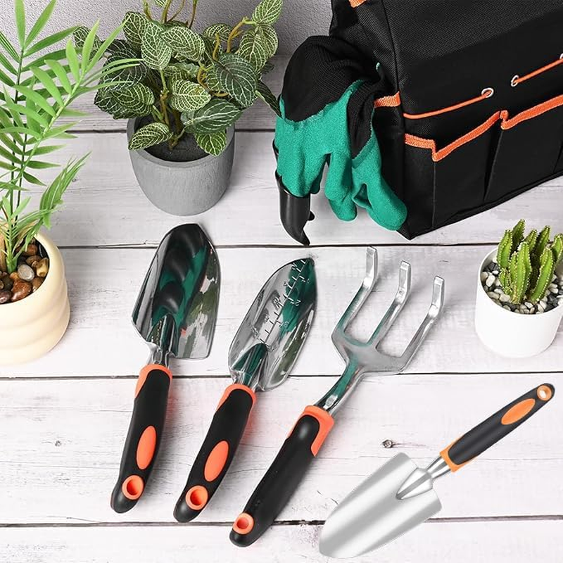 WEZCHUGHAOL 3-Pack Garden Tool Set - Heavy Duty Stainless Steel Gardening Shovel, Digging Trowel & Wide Hand Shovel with Ergonomic Handle for Planting, Weeding, [Orange] image number 5