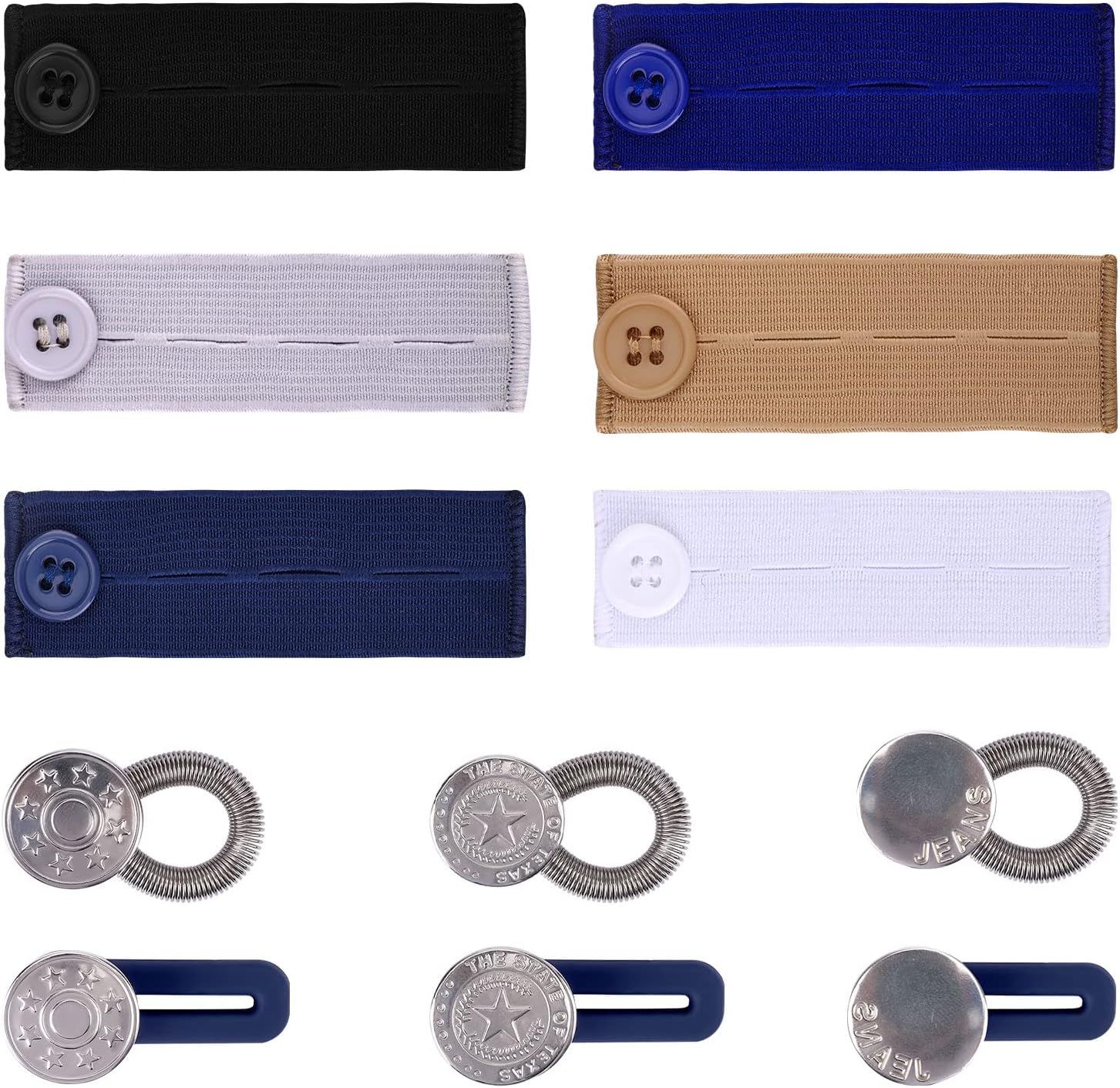 KINBOM 12 Pieces Waist Extenders, Pants Button Extenders for Jeans Skirt Neck Dress Extension image number 3