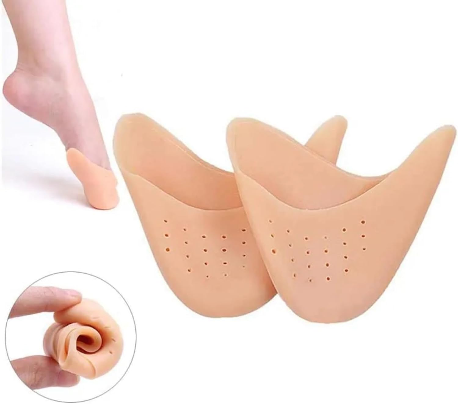 8 Pcs Silicone Toe Protectors Cover for Men and Women, Gel Toe Pad with Stomata for Pain Relief, Suitable for High Heels, Ballet Shoes, Pointed Shoes Work Boots - Blister Protection, Breathable Pad Protection image number 3