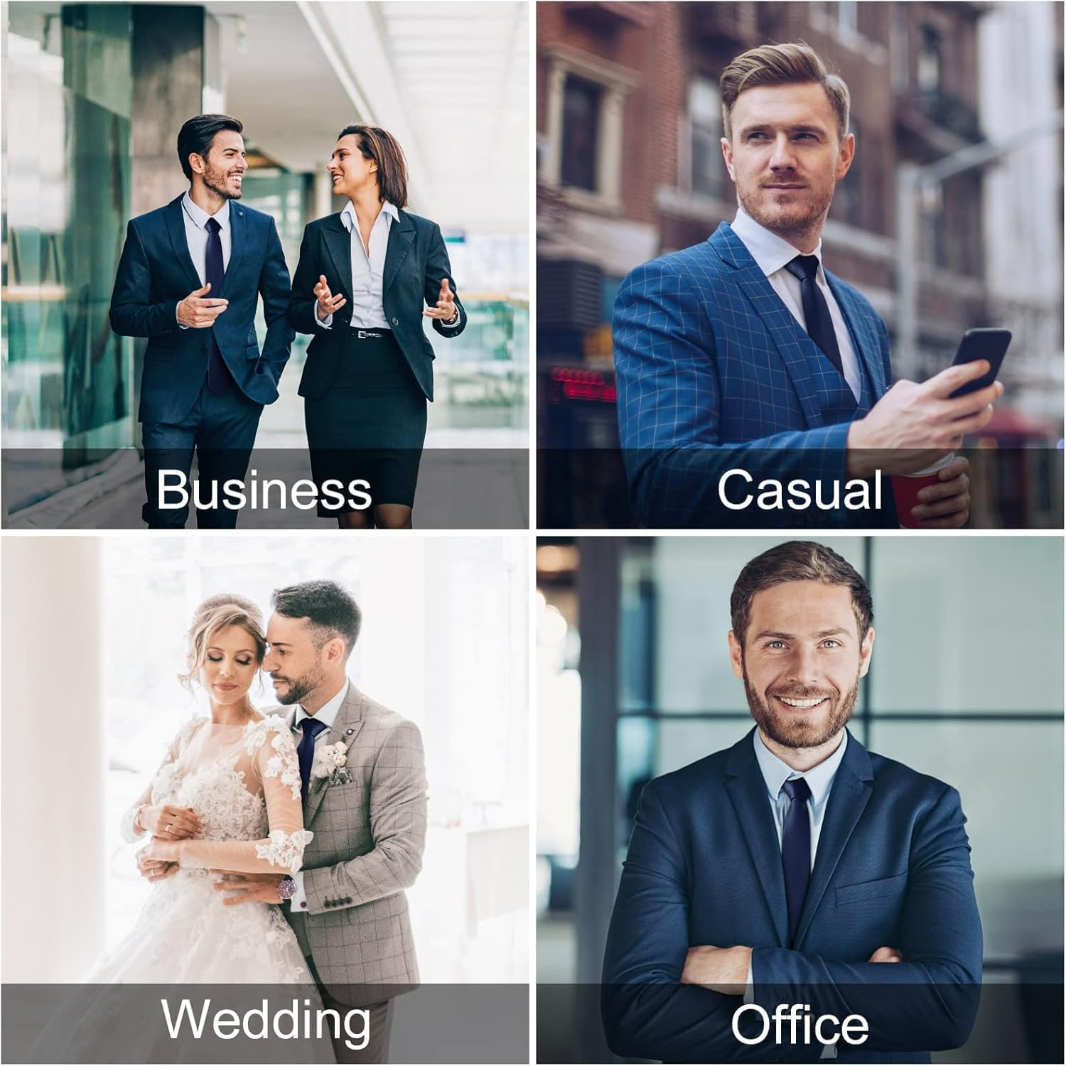 Men'S Ties Solid Color 8CM Necktie Plain Classic Striped Formal Business Wedding Party Ties for Men image number 3