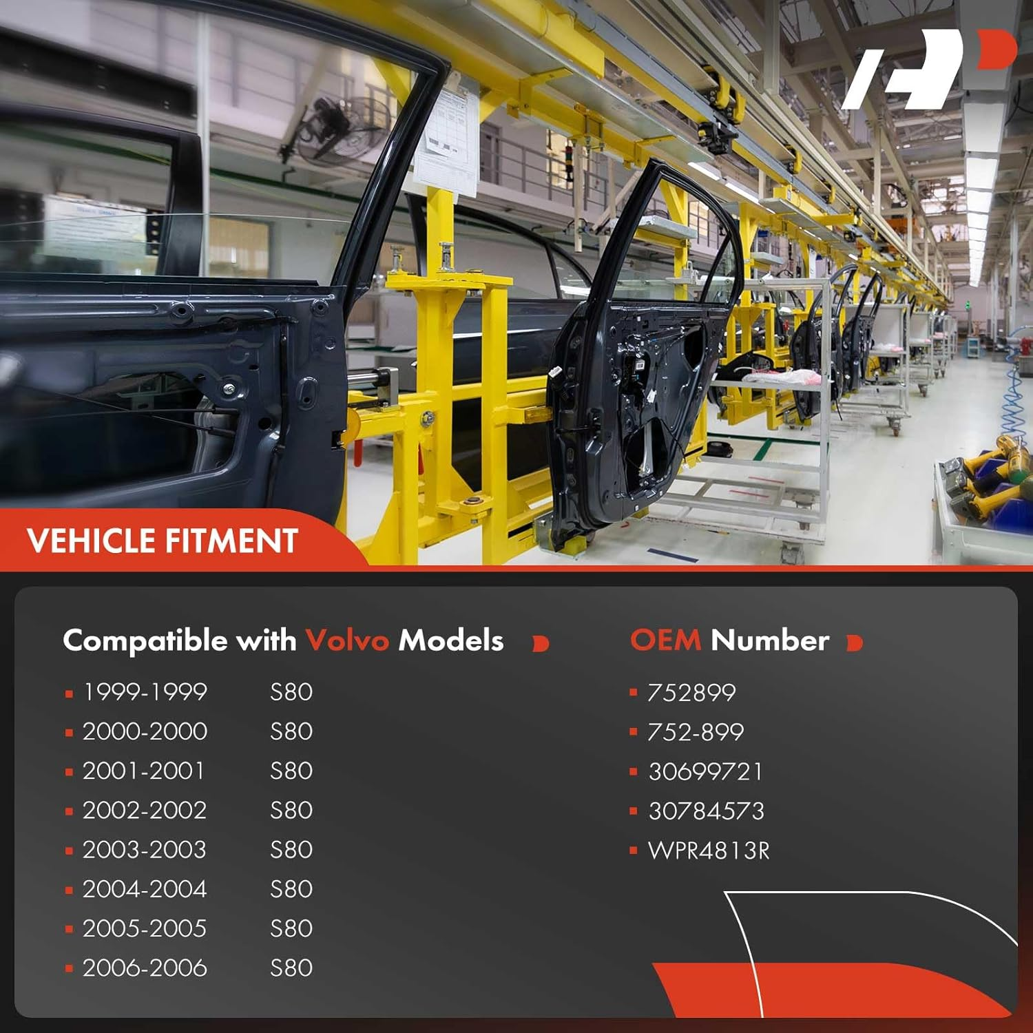 A-Premium Window Regulator Replacement for Volvo S80 1999-2006 without Motor Front Right image number 3