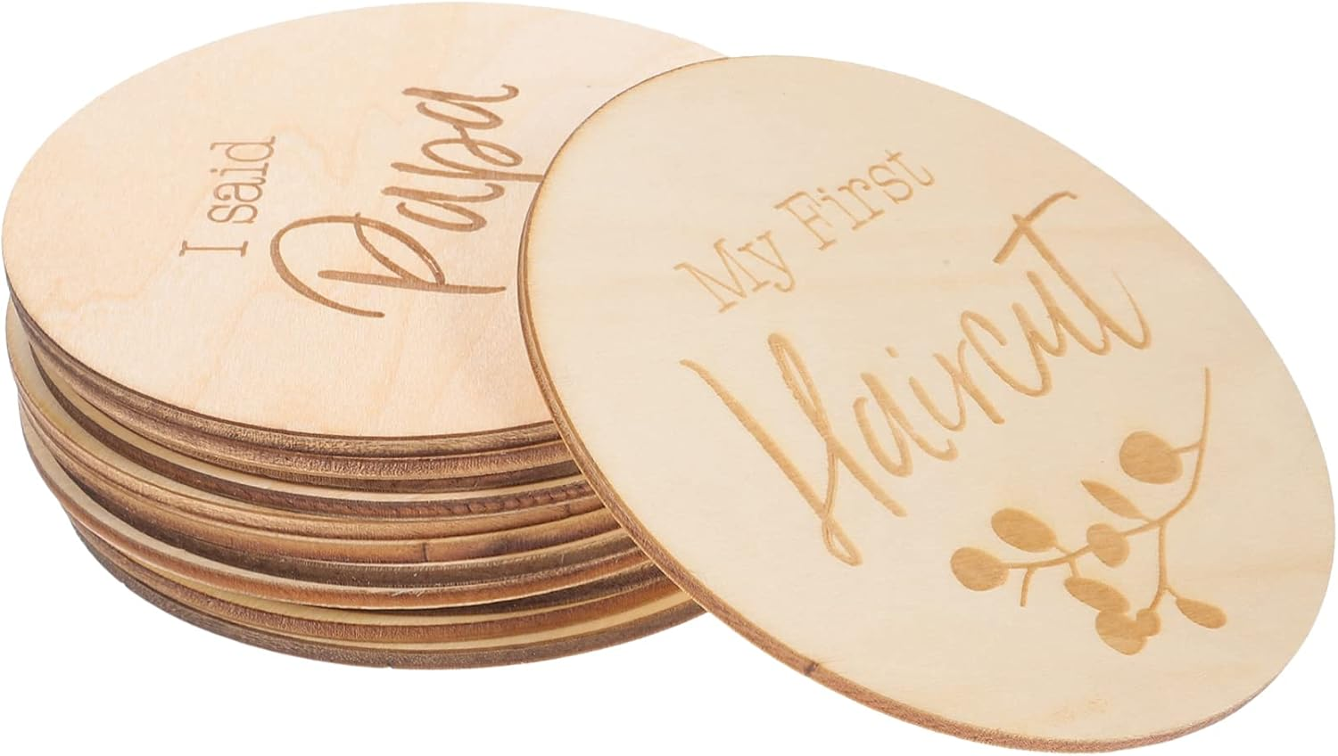 UPKOCH 12Pcs Wooden Milestone Cards for Newborn Growth Journey Milestone Discs for Monthly Photo Props Memory Keepsakes for Documenting First Year image number 4