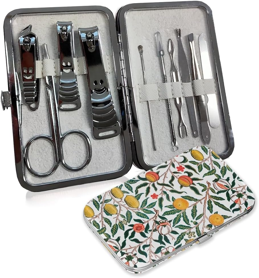 Manicure Set 10 in 1 Stainless Steel Manicure Kit Professional Pedicure Grooming Kit Portable Pedicure Kit Nail Tools & Accessories Hair Facial Care and Nail Care for Men and Women (Peonie Rose)