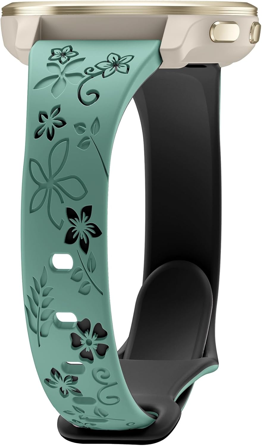 18Mm Floral Engraved Slim Band Compatible with Garmin Venu 3S/Venu 2S/Vivoactive 4S/Vivomove 3S/Venu 4 41Mm/Forerunner 255S/Forerunner 265S,Soft Silicone Cute Embossed Flower Strap for Men