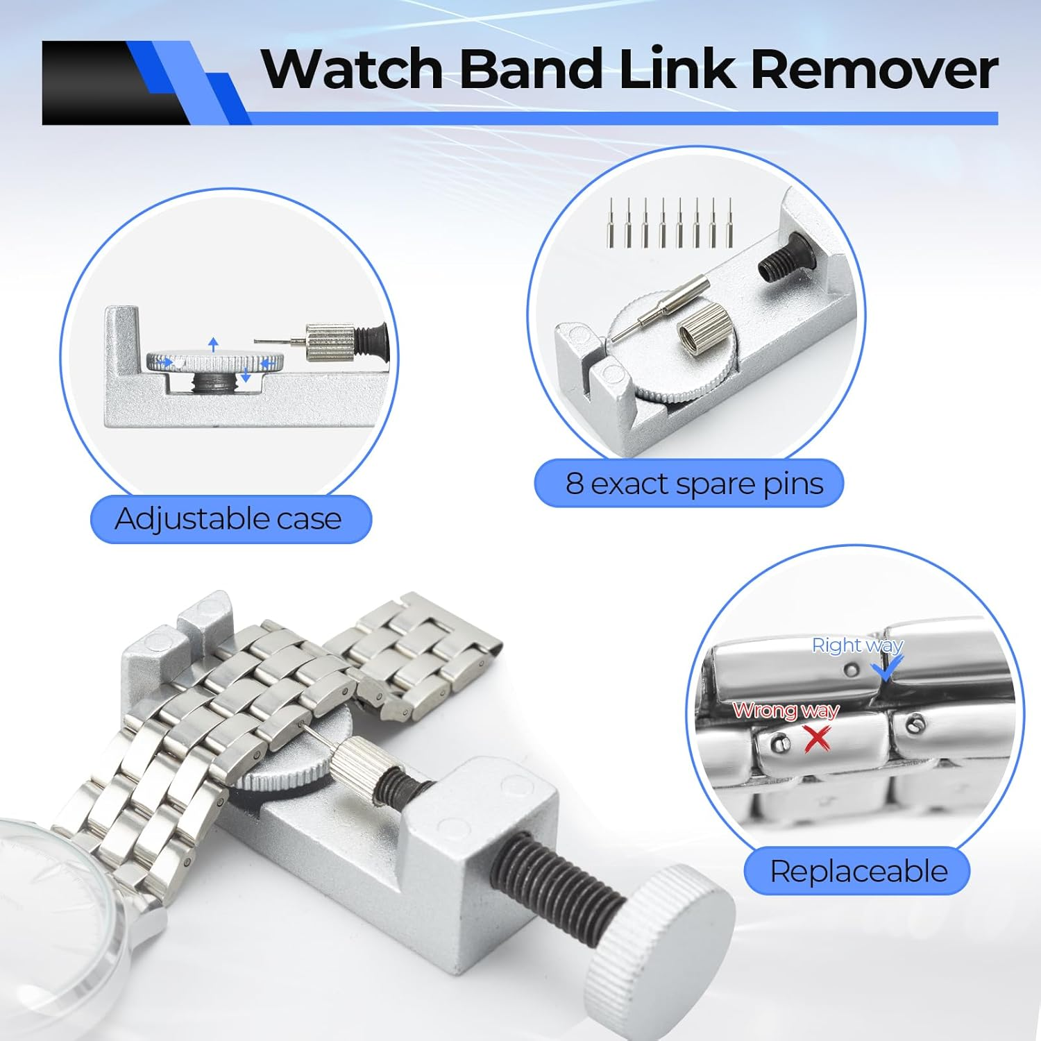 Watch Repair Kit, Ohuhu 192 PCS Watch Battery Replacement Tool Kit, Watch Link Removal Tool, Watch Back Remover Tool, Watch Tool Kit, Professional Watch Repair Tools with Carrying Bag, User Manual image number 4