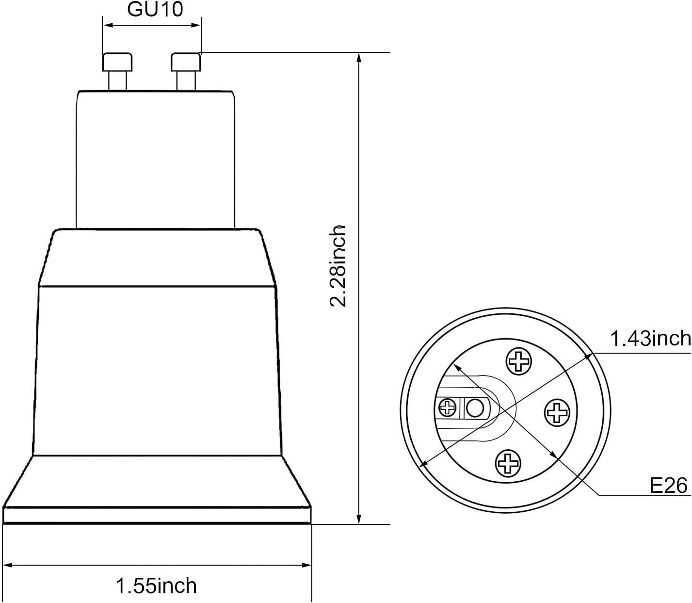 E-Simpo&reg; 6-Pack GU10 to E26/E27 Adapter, Lamp Base Converter, Holder Adapter - Install E26/E27 Lamps into GU10 Socket