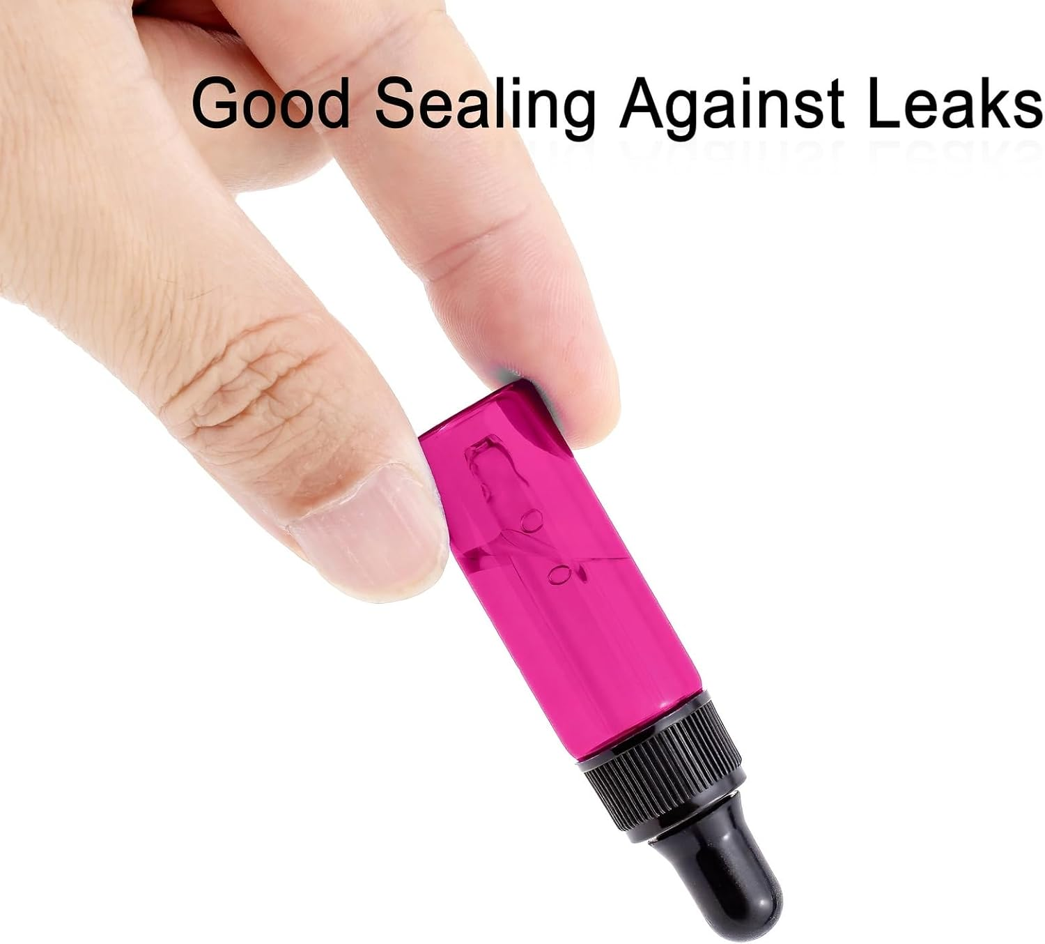 Pxyelec 30Pcs 5Ml 1/6Oz Black Plastic Head Essential Oil Bottle Pink Glass Dropper Bottles with Tapered Glass Droppers Black Plastic Ring Use for Fragrance, Lotion,Essential Oil, Treatment, Pink, Standard image number 3