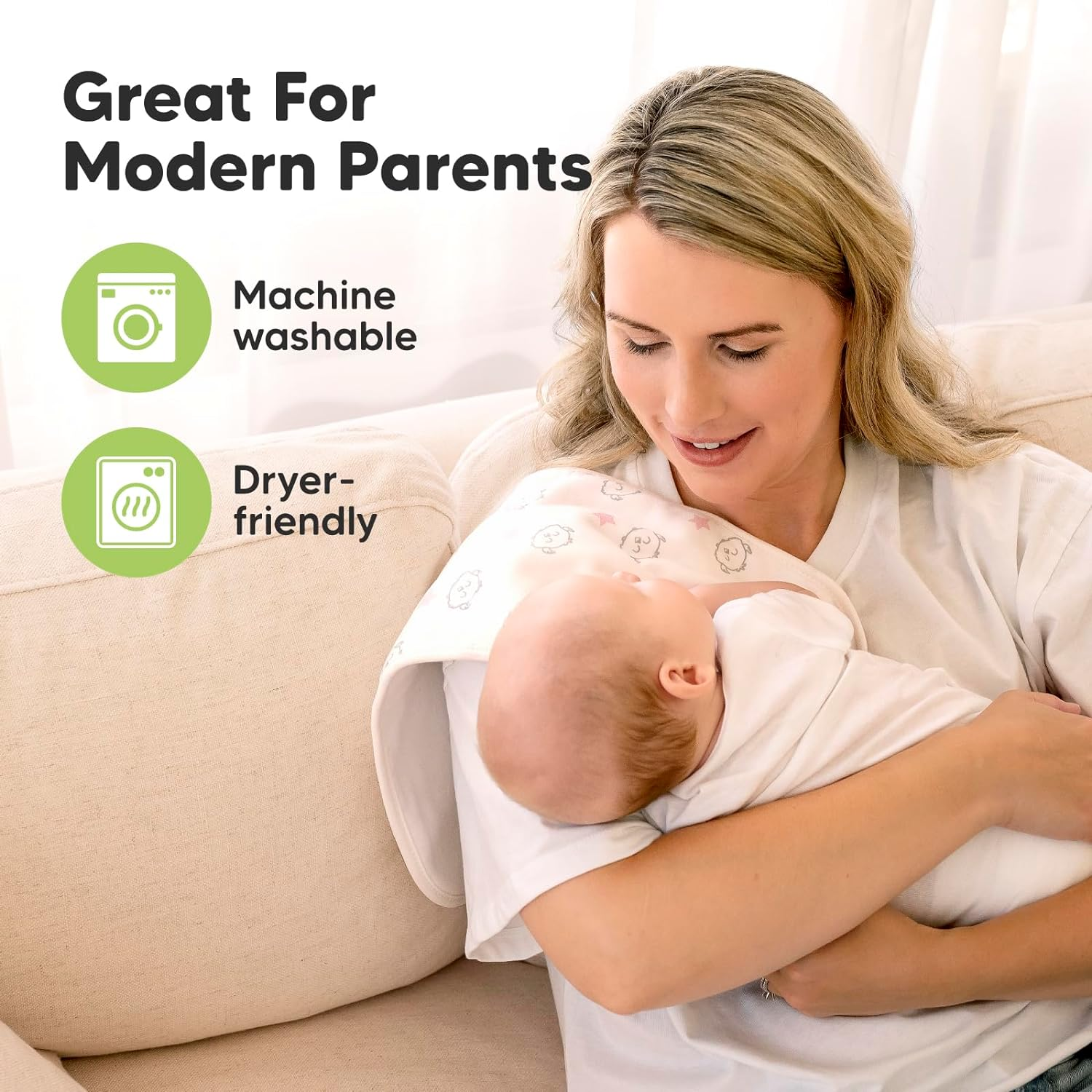 5-Pack Organic Burp Cloths for Baby Boys and Girls - Ultra Absorbent Burping Cloth, Burp Clothes, Newborn Towel - Milk Spit up Rags - Burpy Cloth Bib for Unisex, Boy, Girl (Sweet Charm) - Muted Pastel image number 4