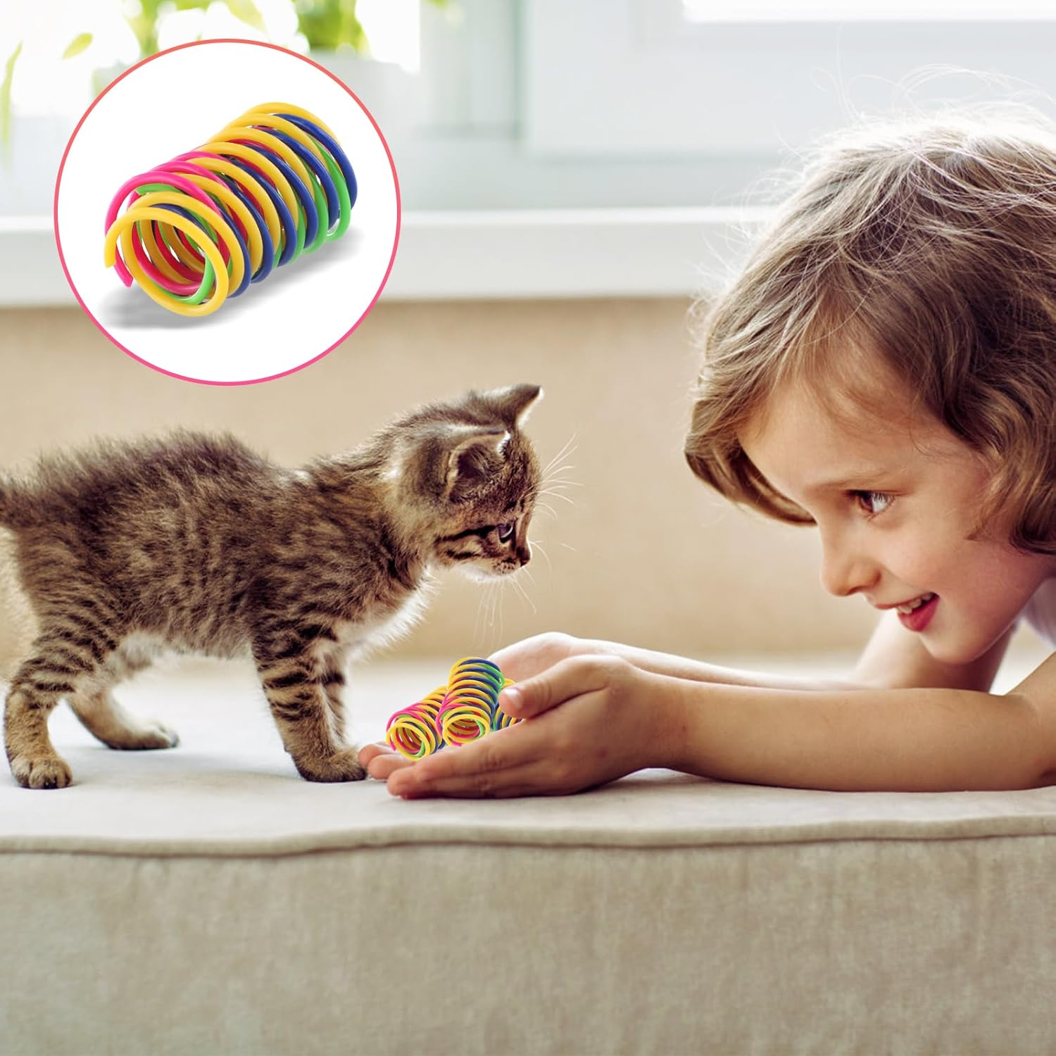 Shengxi Pack of 16 Colourful Cat Spring Toy, Plastic Spiral Springs, Plastic Spiral Springs for Cat at Home, Interactive Spiral Cat Toy for Beating, Biting and Hunting