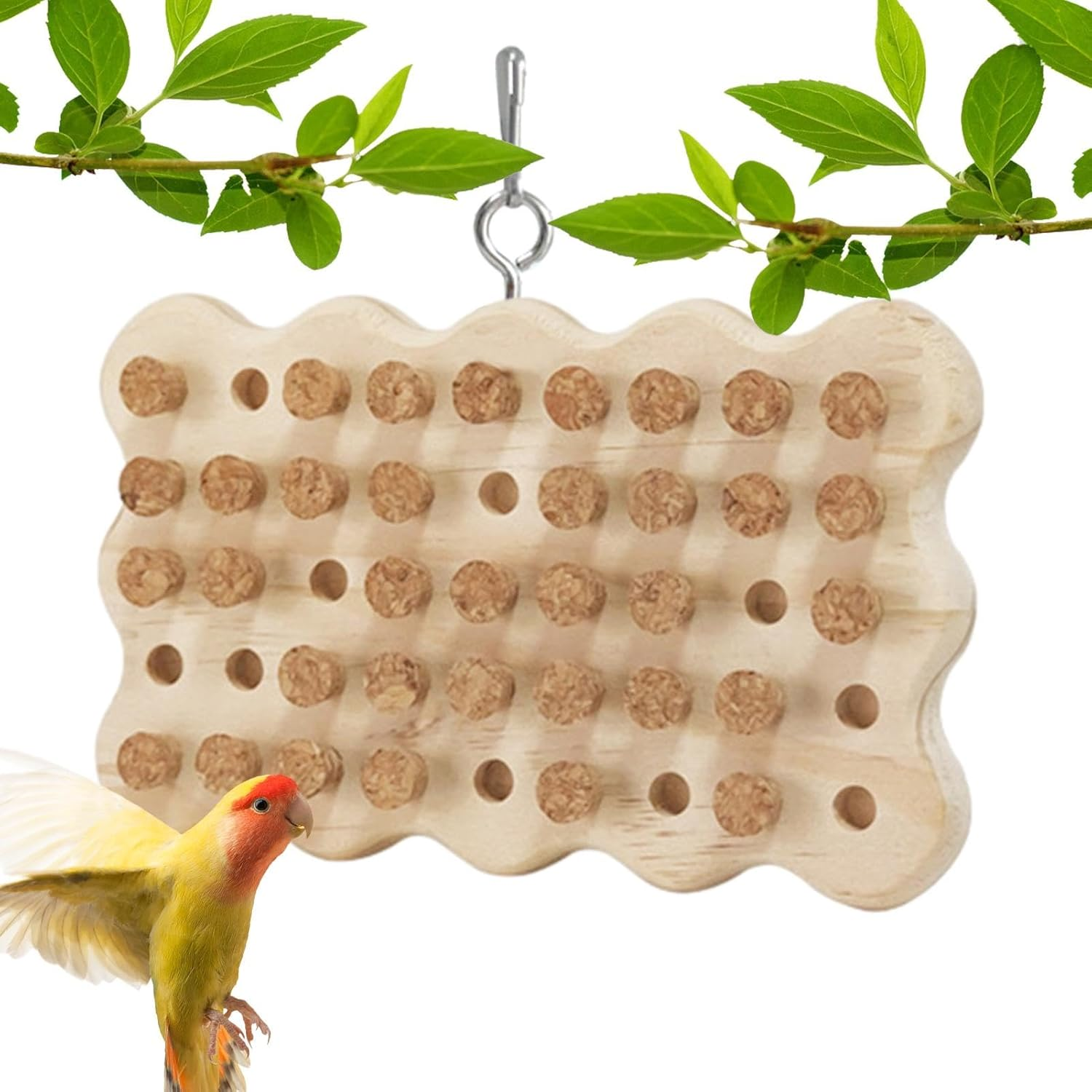 Parrot Chewing Cork - Wooden Biting Training Bird Toy - Cork Treasure Hunt Games for Hiding Treat, Parrot Toy for Small and Medium Bird Intelligence and Emotions