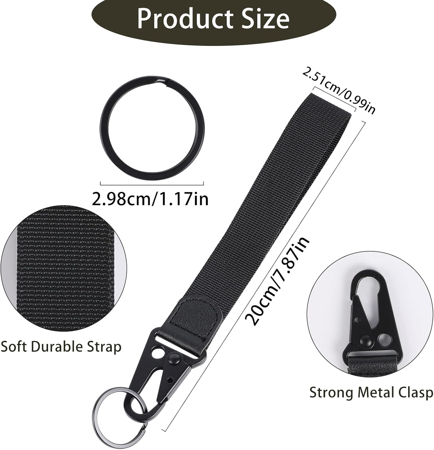 Sliverdew Wrist Lanyard for Keys, 2 Pack Wristlet Keychain Strap Key Short Lanyard Key Wrist Lanyard - Black+Green image number 3