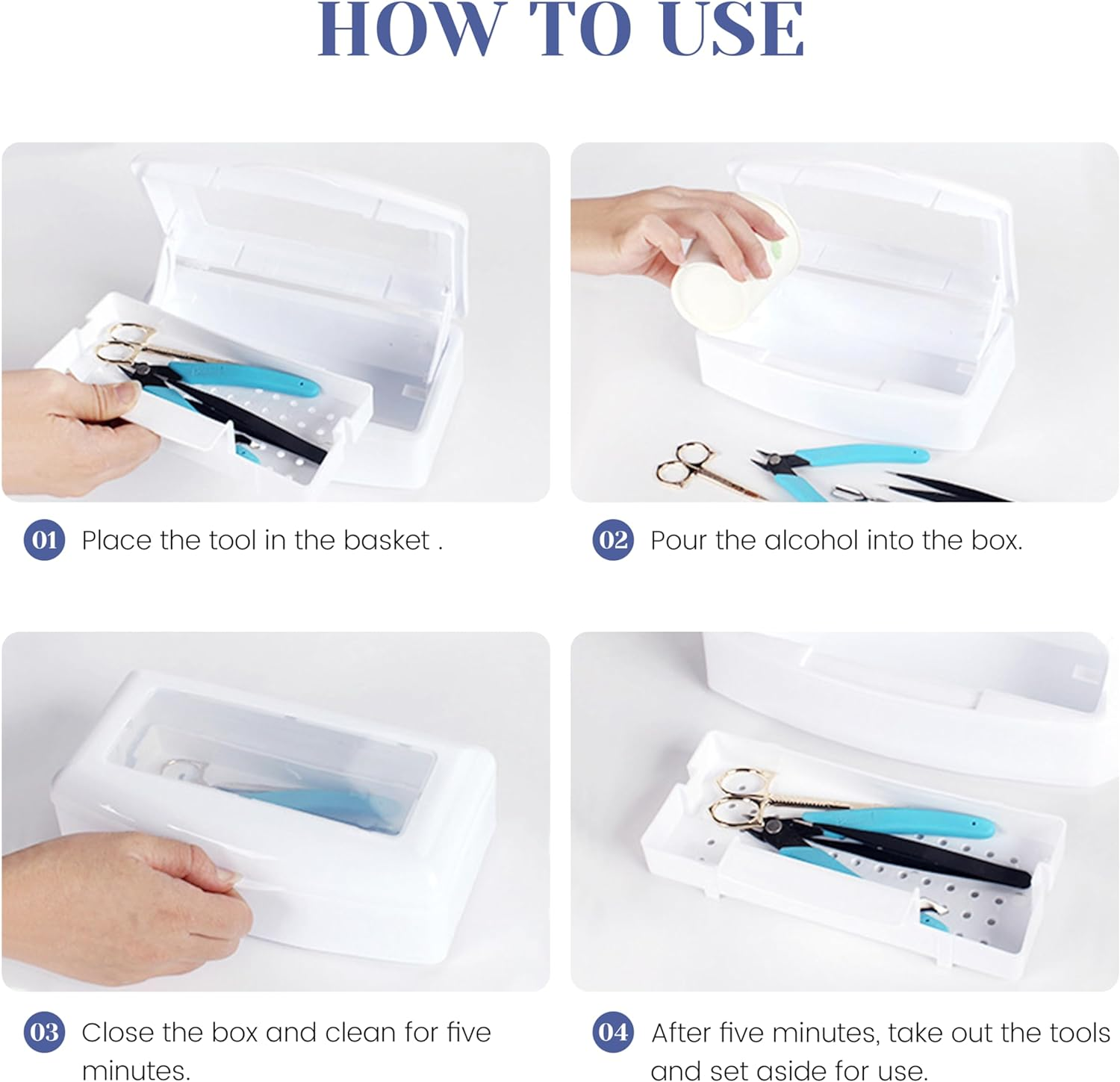 SULLMAR Nail Tool Sterilizers Nail Soaking Tray Box Cleaner Pot for Eyelash Scissors Tweezers Nail Art Tools Manicure Lash Soaking Tray Clean Box image number 3