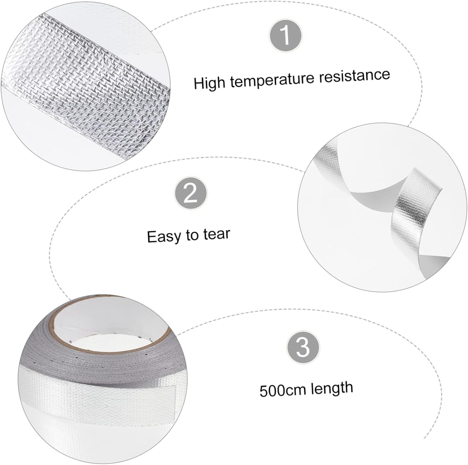 Healvian Waterproof High-Temperature Aluminum Foil Tape 3Cm Wide 50M Long Sturdy Adhesive Sealing Repair Tape for Ducts and Pipes image number 4