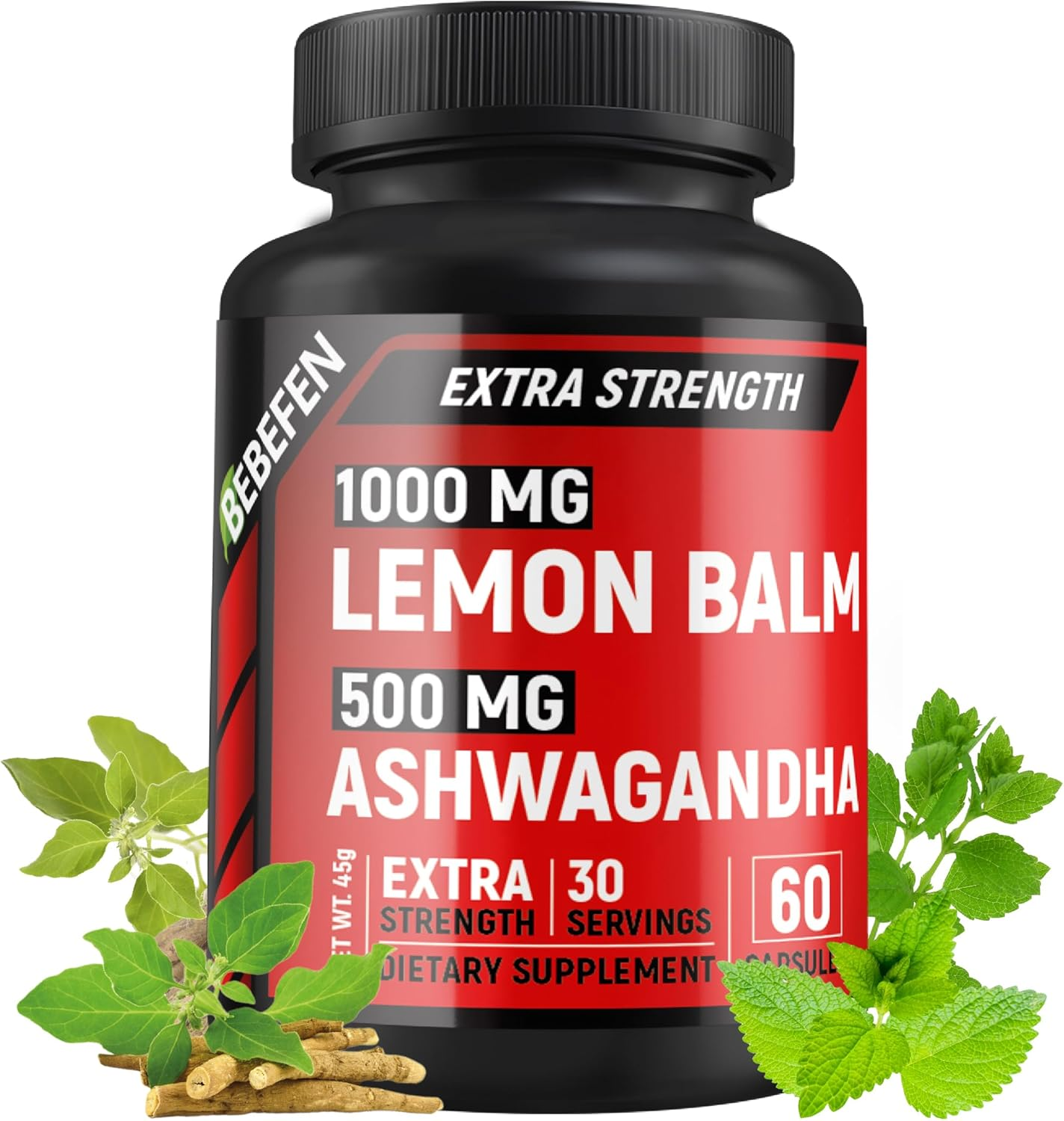 Lemon Balm 1000 Mg with Ashwagandha Root 500 Mg Supplement &ndash; Non-Gmo, Gluten Free (60 Capsules) image number 3