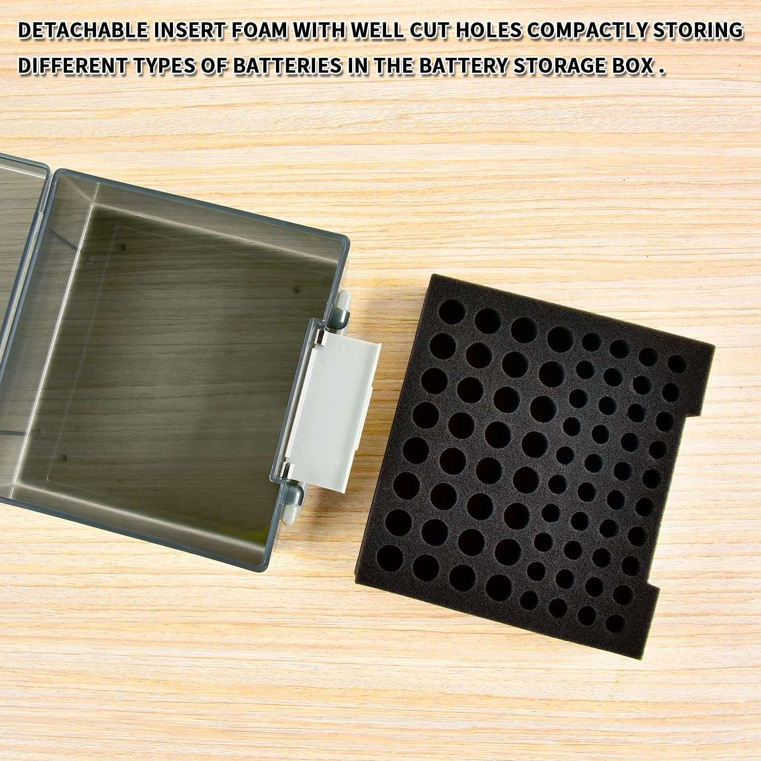 FULLCASE Battery Storage Organizer Holder Holds 72 AA AAA Batteries, Box Cases Garage Container, Home Drawer Organization Dispenser (Case Only) (White) (Gray) image number 4