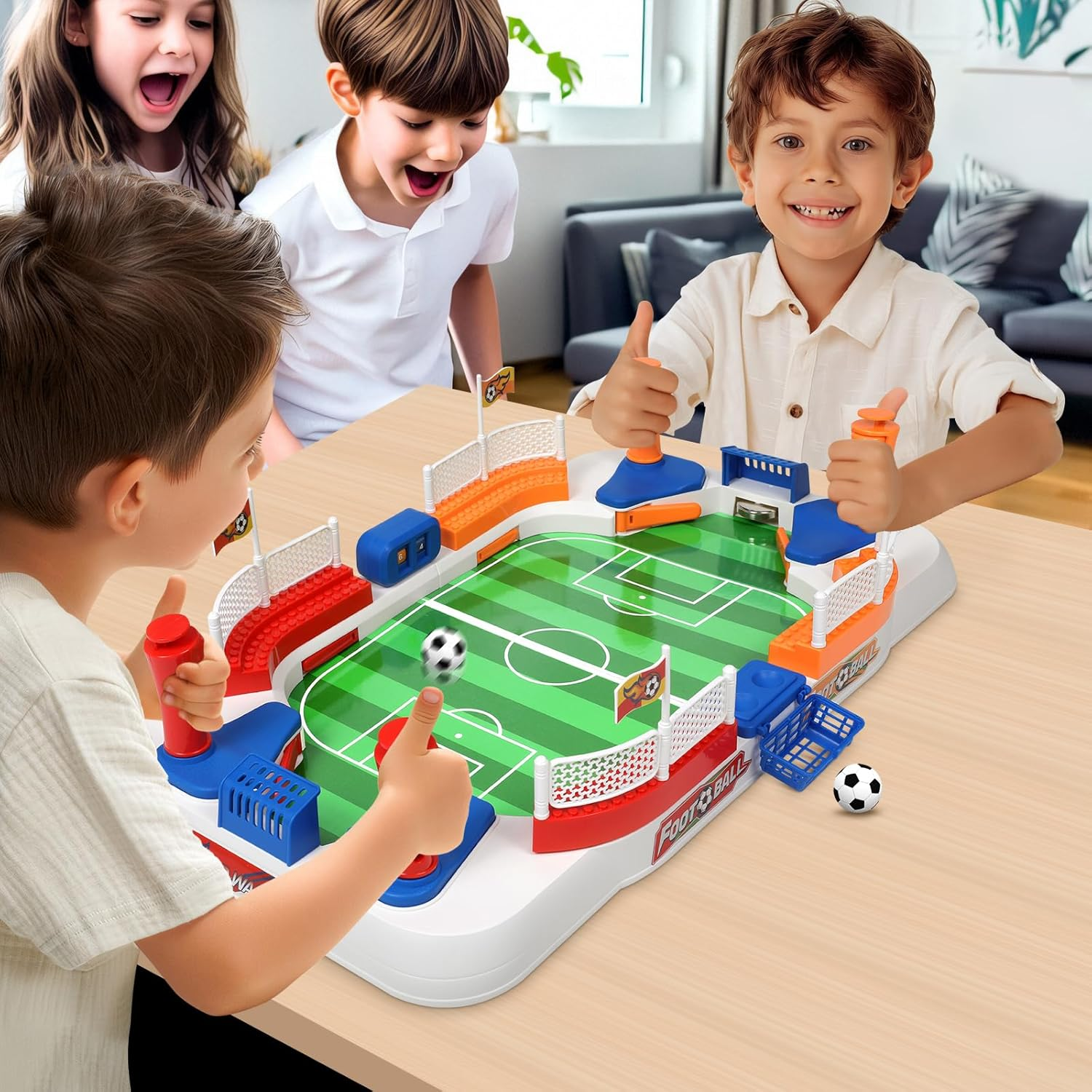 Mini Foosball Table Game for Kids Soccer Game Set Gifts Boys Toy Football Games Board for Indoor Sports Game Room Pinball Interactive Birthday Gift Toys for 3 4 5 6 7 8-12 Year Old Family Gatherings image number 2
