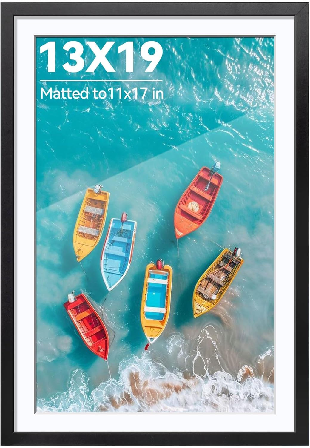 Happyhapi 12X18 Poster Frame, Black Picture Frame for 11X17 (With Mat) or 12X18 (Without Mat), Vertical and Horizontal Wall Mount Large Picture Frame for Photos, Posters and Art Prints, 1 Pack