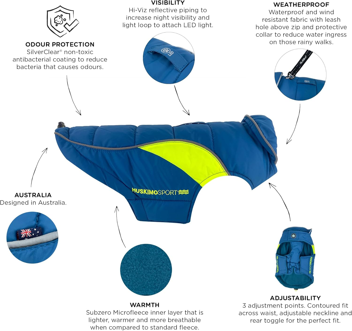 Huskimo Sherpa Dog Coat, Tasman Blue, 73Cm image number 1