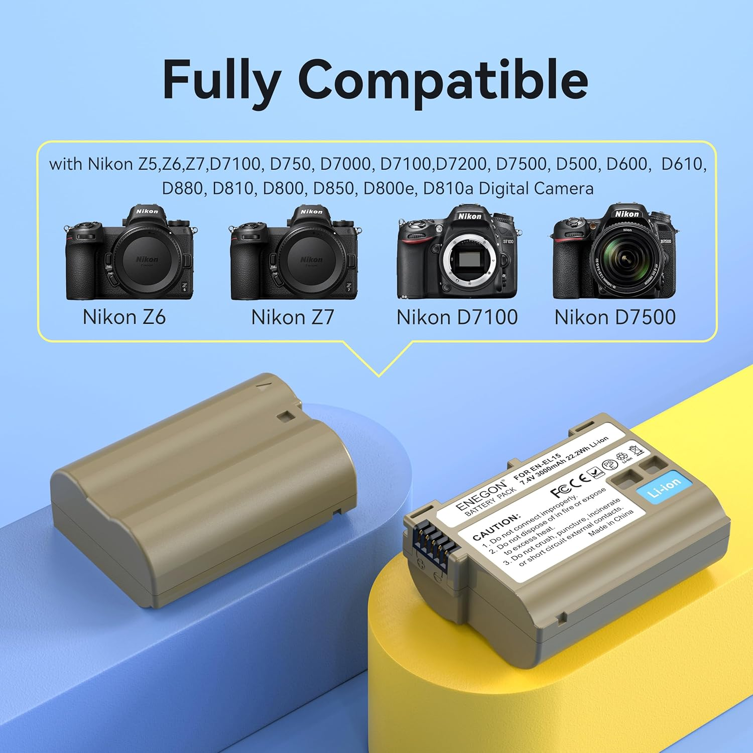 ENEGON EN-EL15/EL15C Dual Battery (3000 Mah) and 20 W Storage Fast Charger Set Compatible with Nikon Z5, Z6, Z7, Z8, Z6Iii, ZF, D7100, D7000, D7200, D610, D810, D800 D600 D800 E E D810 a D880 Digital image number 5