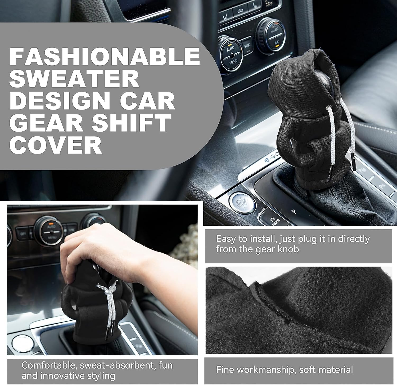 Gear Shift Hoodie, Universal Car Shift Knob Cover, Mini Hoodie for Cute Automotive Interior Gadget, Halloween Car Accessory Decoration image number 1