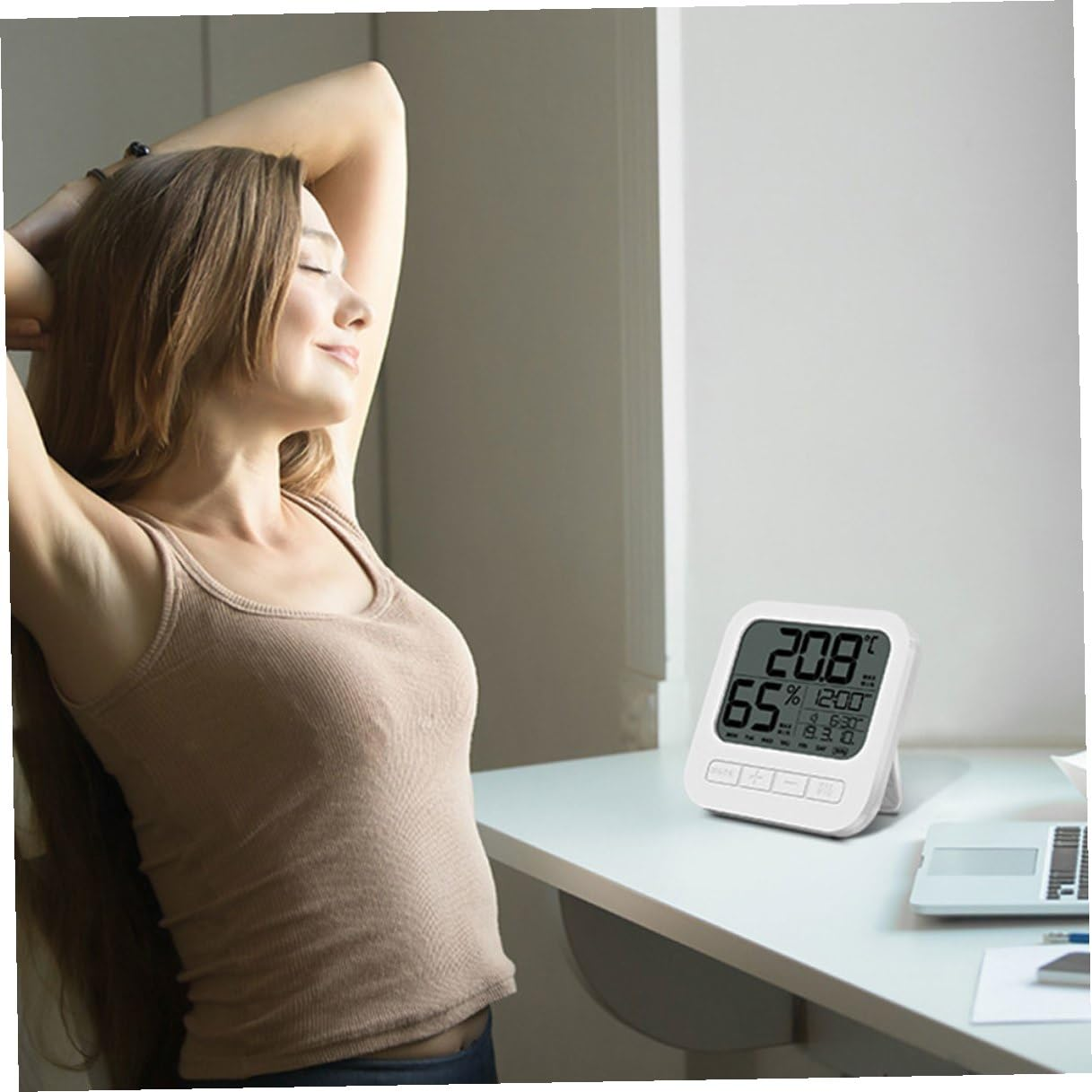Digital Indoor Hygrometer Thermometer with LCD Display Low Power Consumption Temperature Humidity Monitor for Home Office Wall-Mount and Stand Options Records Daily Data image number 4