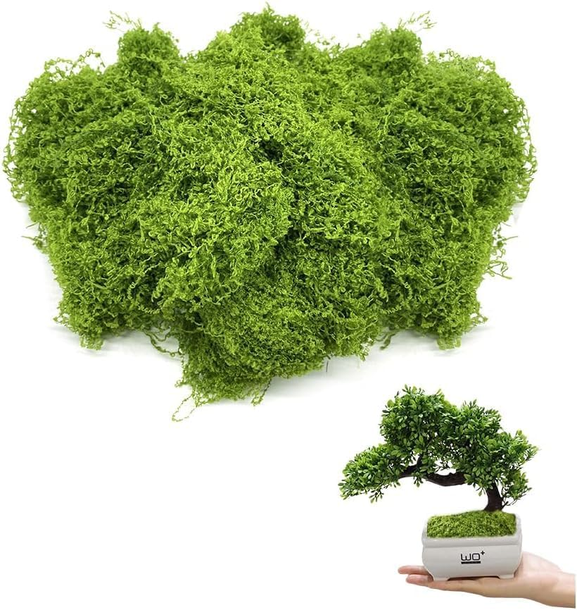 100G Fake Moss Artificial Moss, Simulated Moss, Landscape Moss, Turf Artificial Moss,Synthetic Moss,Moss for Planters,Green Moss Faux Moss for Potted Plant (Light Green) image number 2